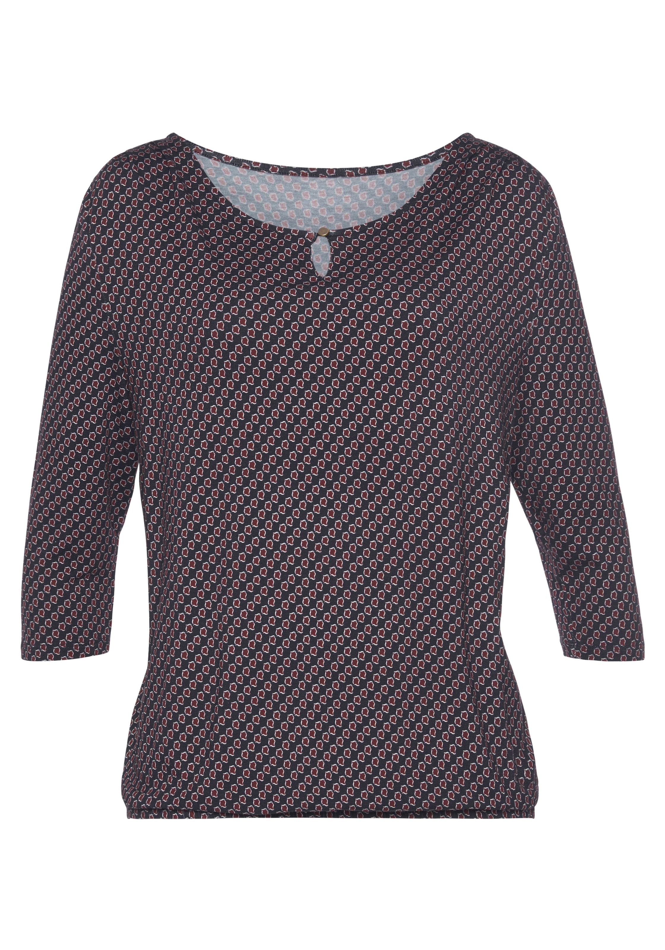 Vivance Rundhalsshirt »mit goldfarbenem Zierknopf am Ausschnitt«, (2er-Pack), aus weichem Viskose-Stretch