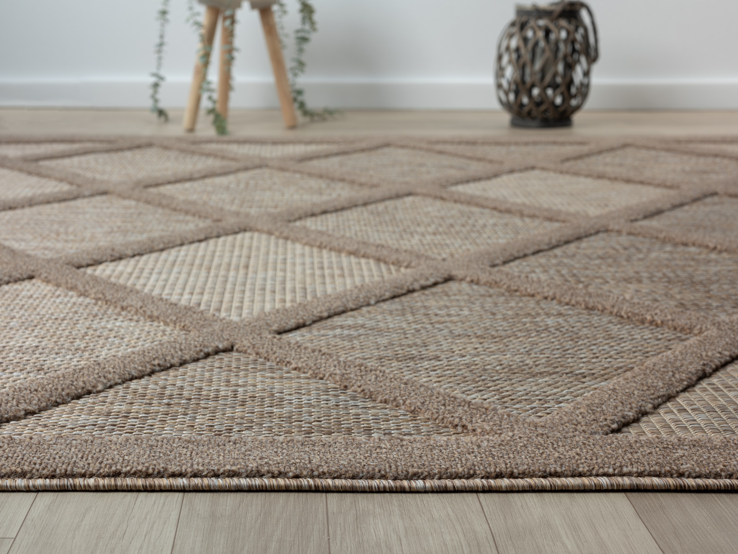 Myflair Möbel & Accessoires Teppich »Amara, LAGERRÄUMUNG!«, rechteckig, 8 mm Höhe, Uni Farben, Hoch-Tief Effekt, Outdoor geeignet, Balkon, Terrasse