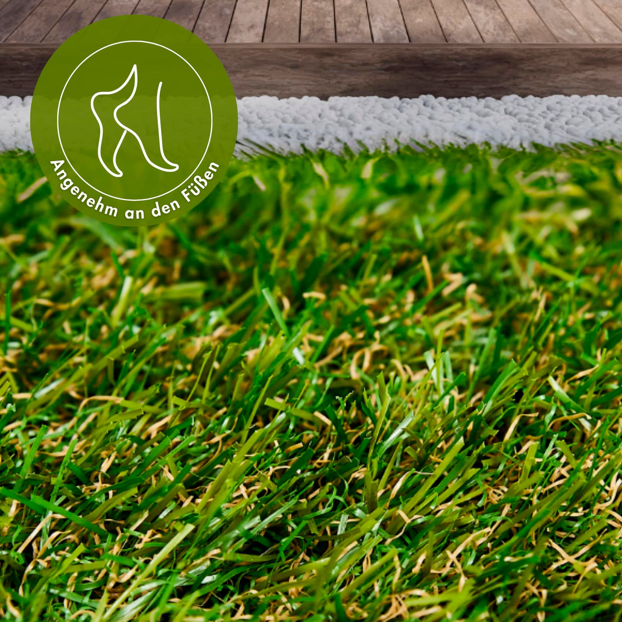 Andiamo Kunstrasen »Rasenteppich Jever«, rechteckig, 20 mm Höhe, natürliche Optik, mit Drainagefunktion, für Balkon, Terrasse & Garten