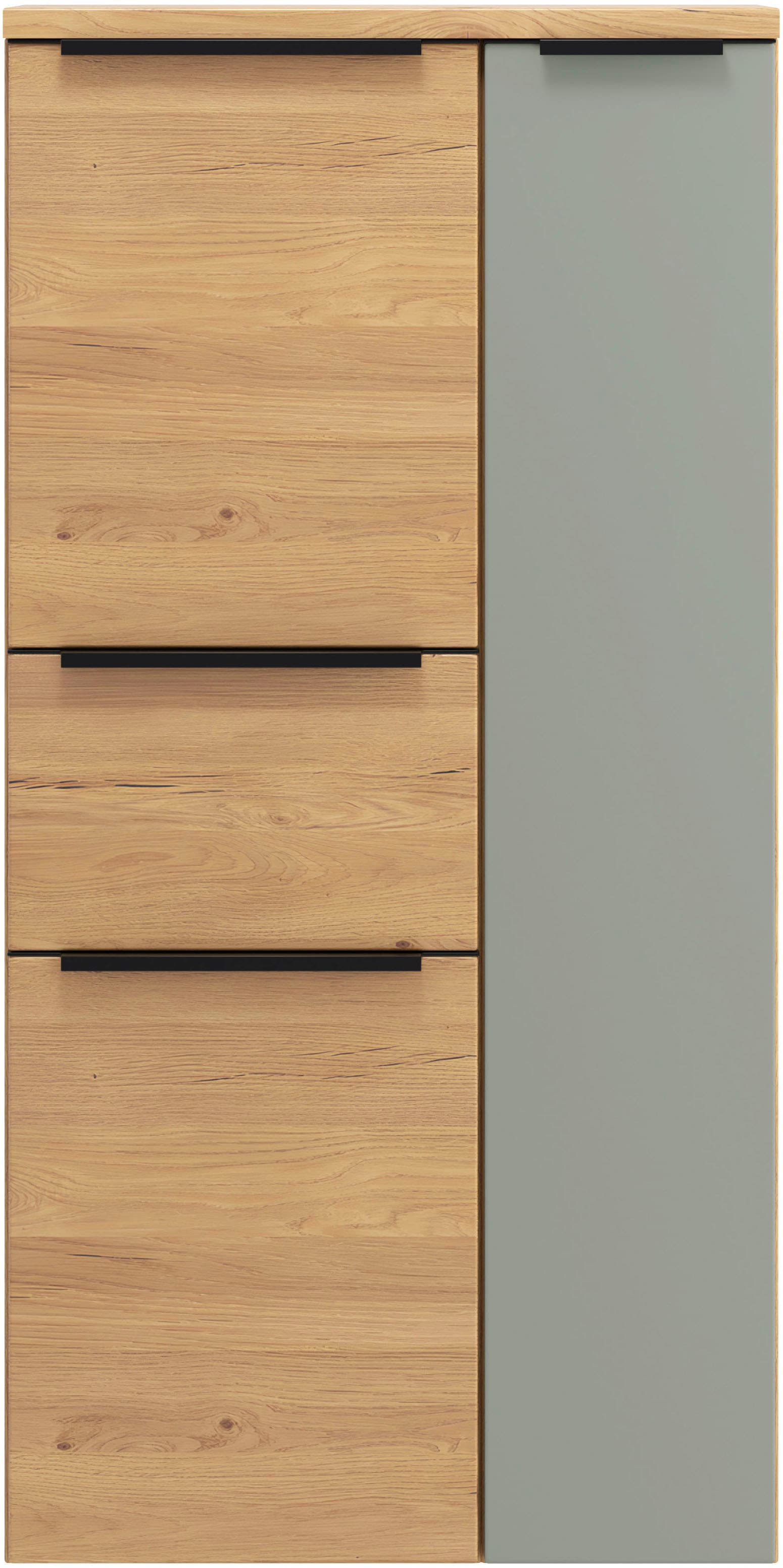 Image of welltime Midischrank "MAILAND, Softclose-Auszug, gedämpfte Scharniere, hochwertiges MDF" Masse (B/H/T): ca. 65/130/35 cm, Wildeiche, gedämpfte Scharniere und Softclose-Auszug