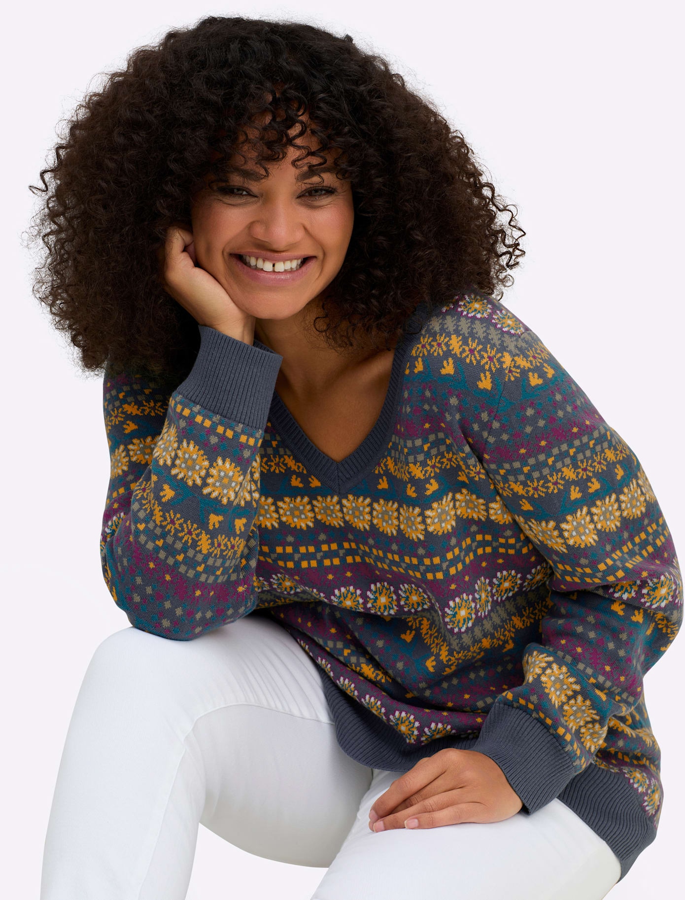 Sheego Jacquardpullover »Pullover«
