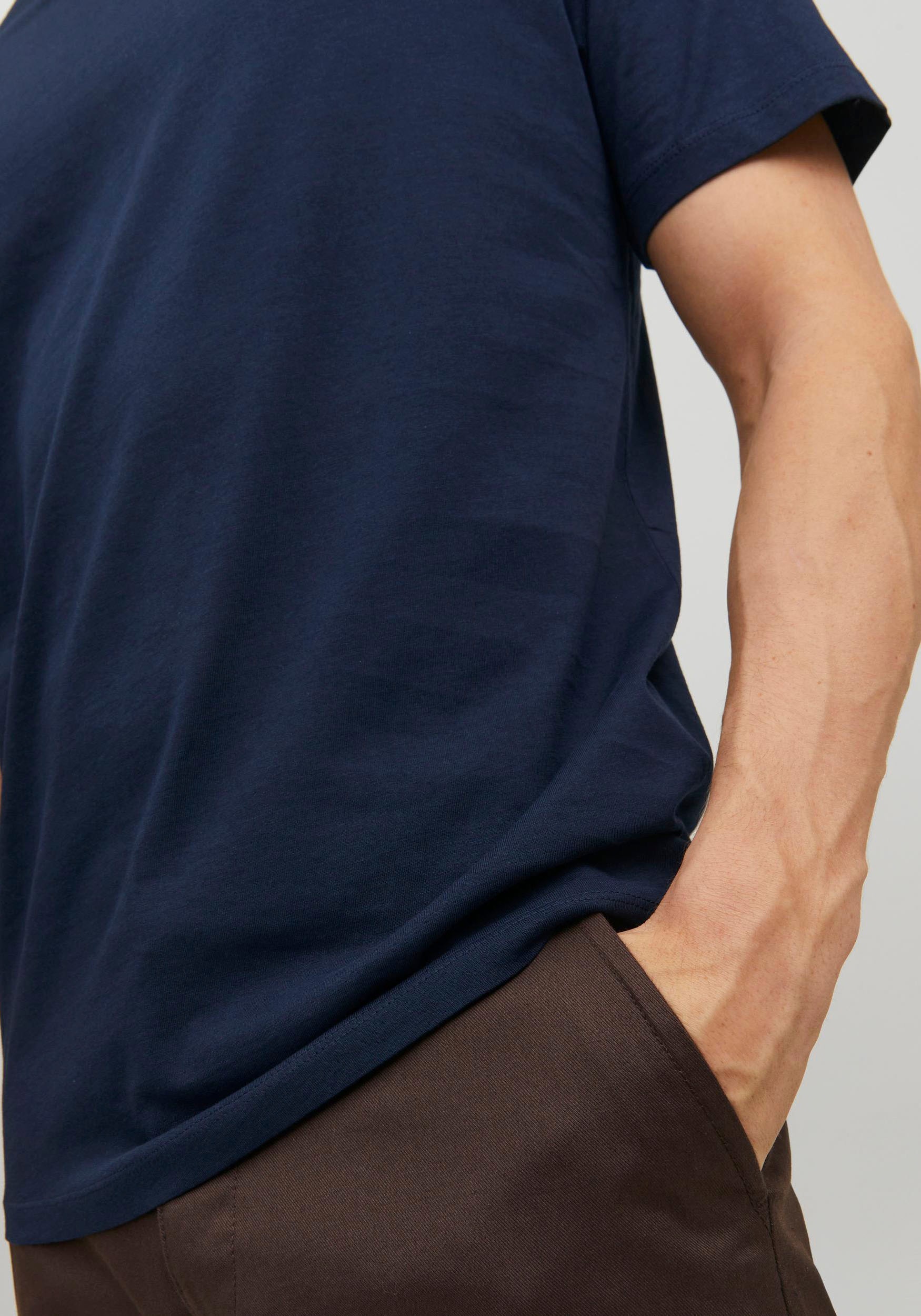 Jack & Jones V-Shirt »JJEORGANIC mit V-Ausschnitt, lässig kombinierbar, ideal für Alltag«, unifarben, modisch, regular fit, Baumwolle, V-Ausschnitt