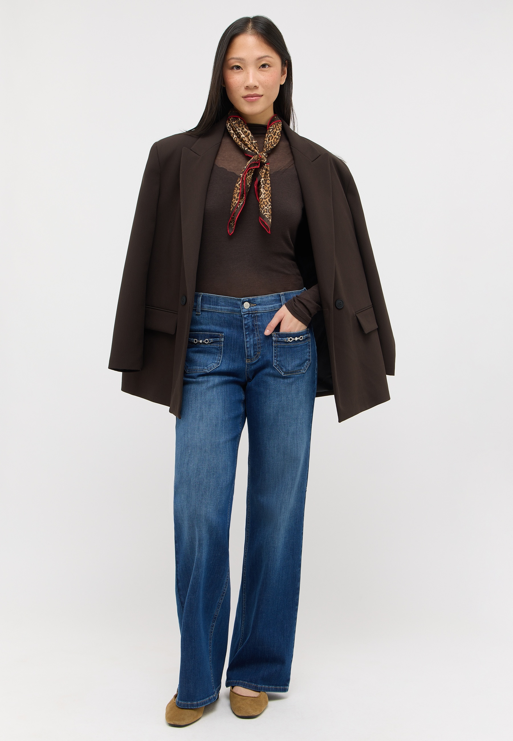 ANGELS Jeans droit »LIZ GLORY« Pantalon jambe large, avec éléments décoratifs sur les poches avant,