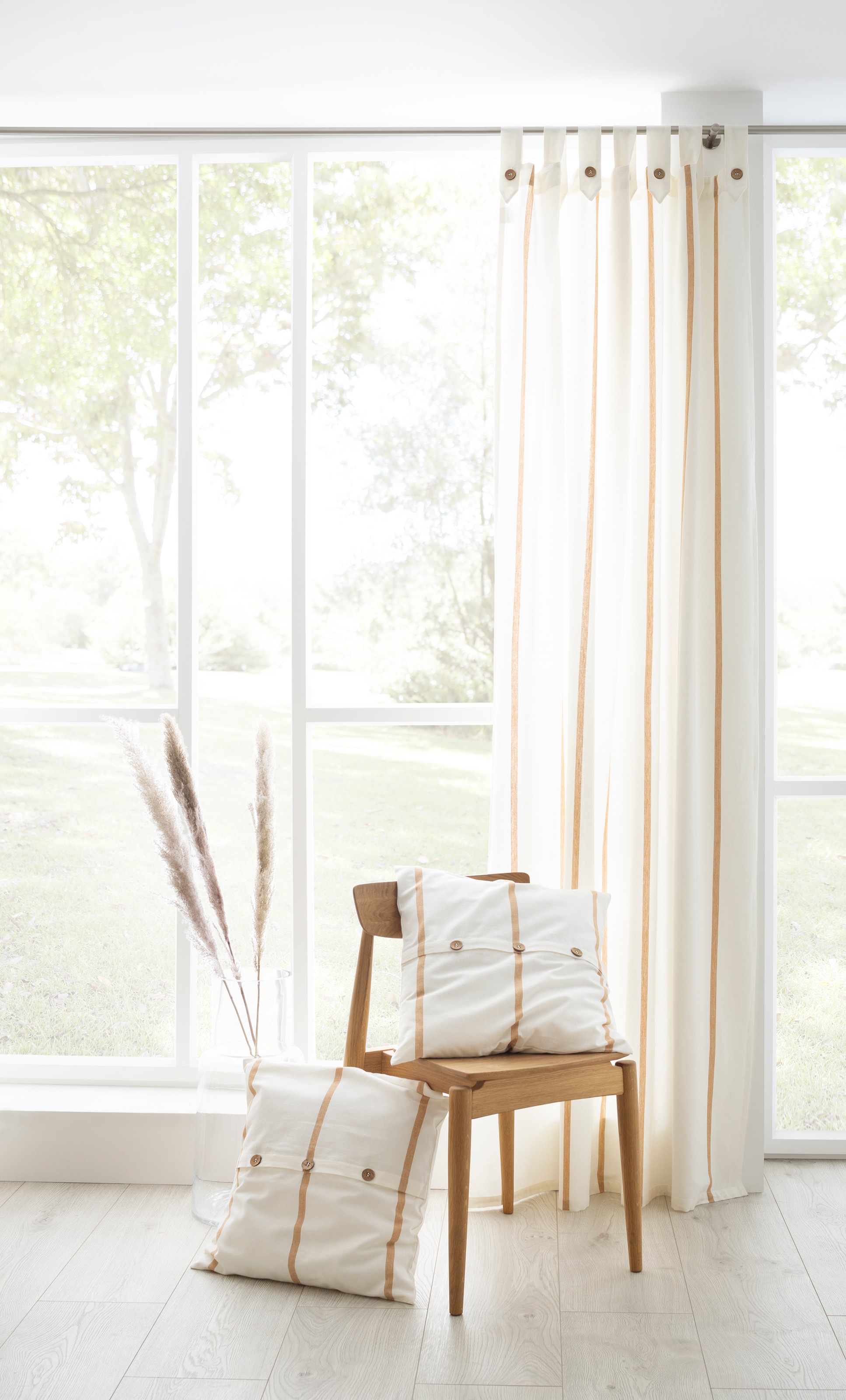 Image of GOODproduct Gardine »Matts«, (1 St.), blickdicht, eingewebte Streifen, Knöpfe an den Schlaufen, nachhaltig, Bio Baumwolle, gewebt bei Ackermann Versand Schweiz