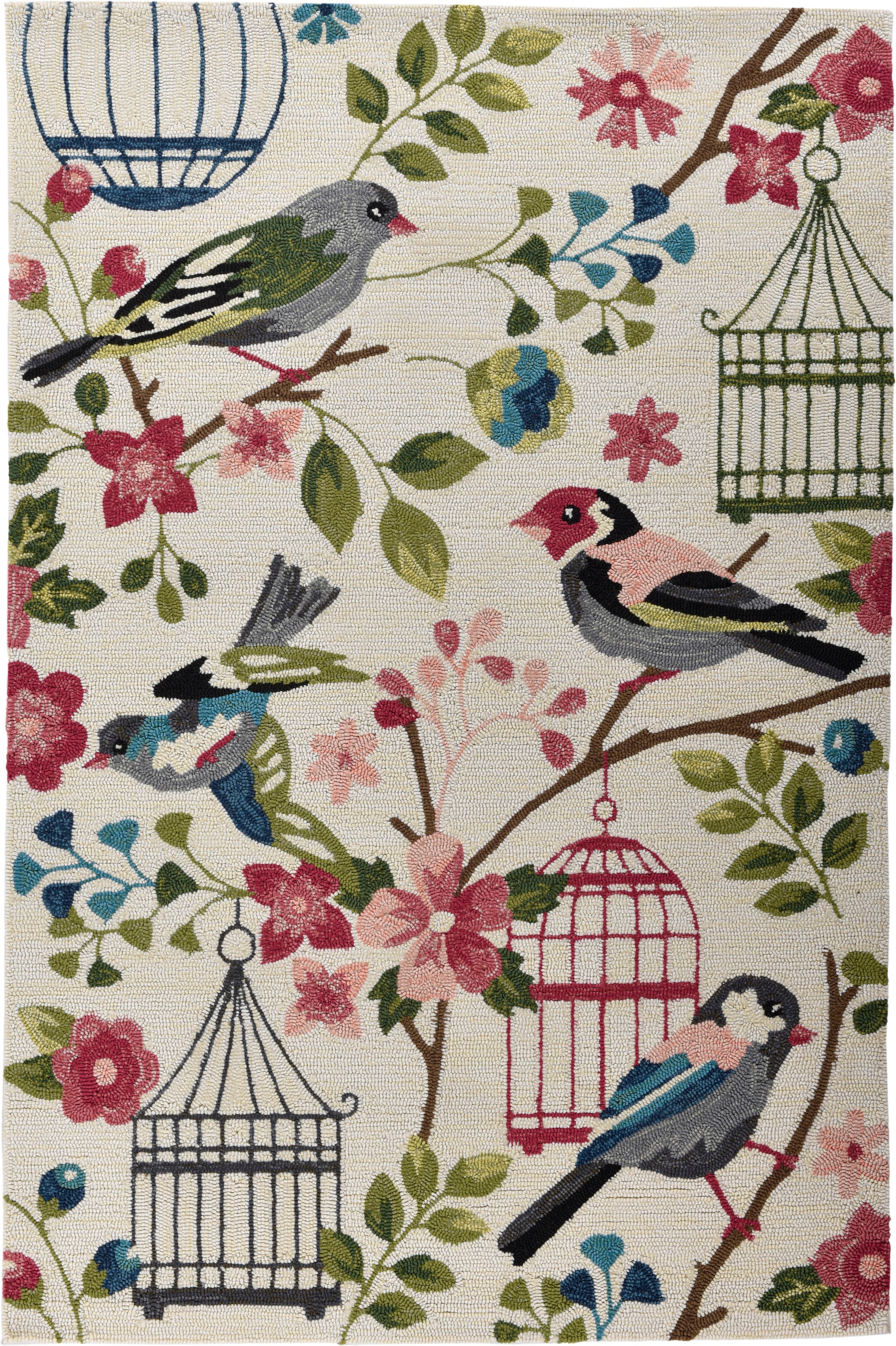 Gino Falcone Tapis »Rosetta 019 Vögel« Rectangulaire 15 mm Höhe particulièrement doux grâce à la microfibre, adapté intérieur et extérieur, salon