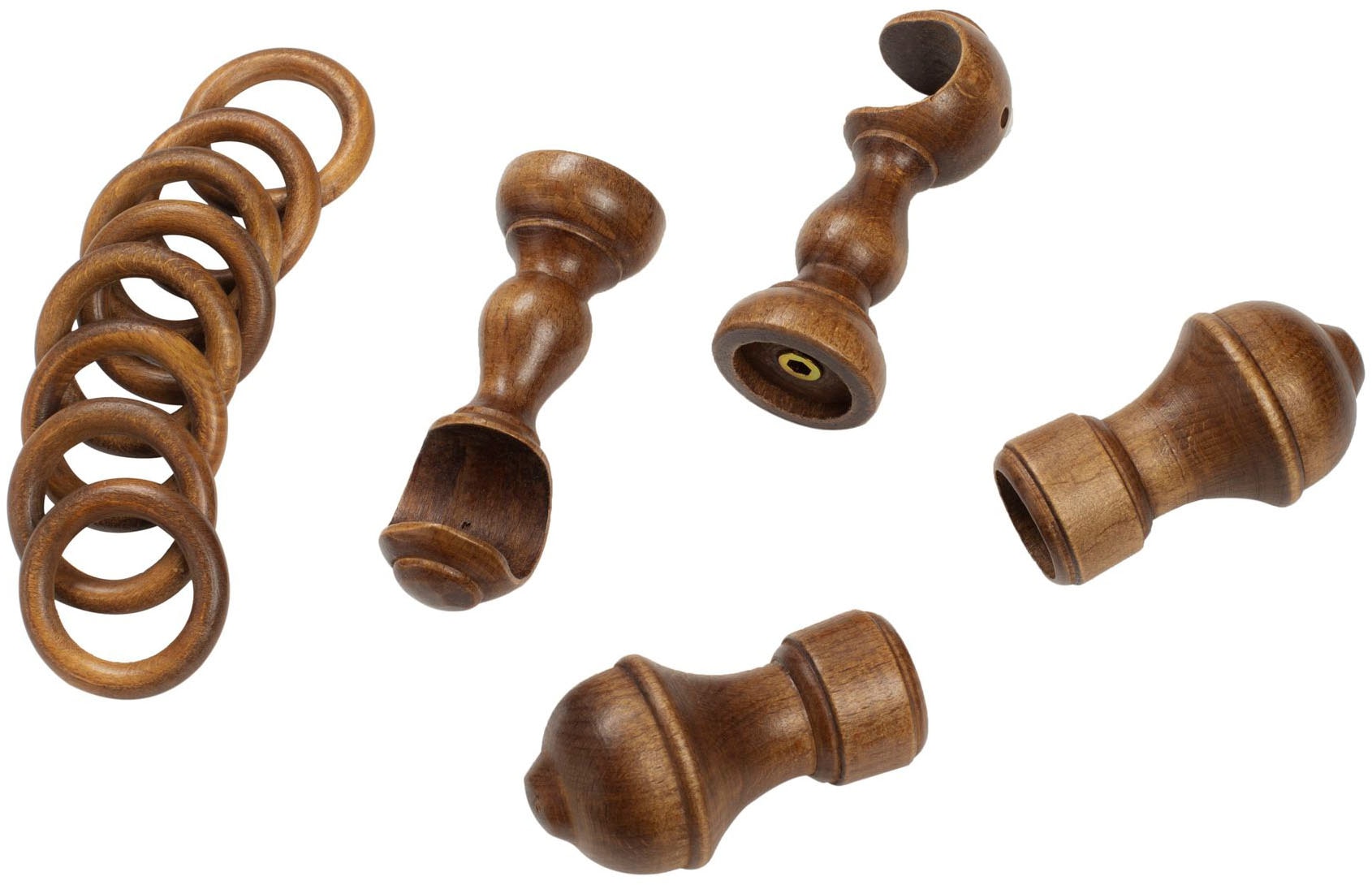 SN DECO GROUP Gardinenstange »Ares«, 1 läufig-läufig, Fixmass, 28 mm, Holz, verschiedene Längen und Farben, Komplettset