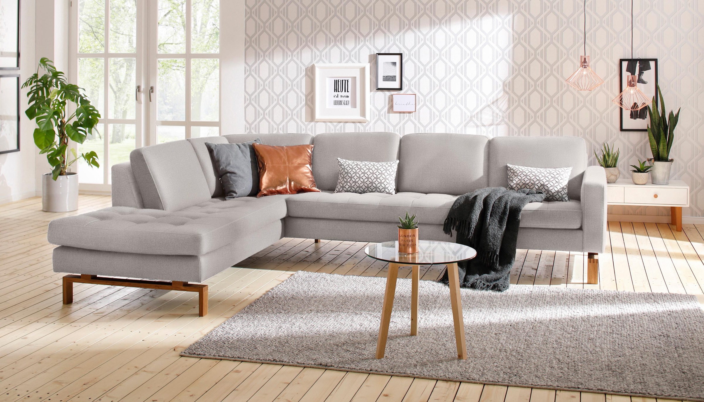 Image of andas Ecksofa »Mandal«, elegantes Design, edles Fussgestell aus Holz bei Ackermann Versand Schweiz