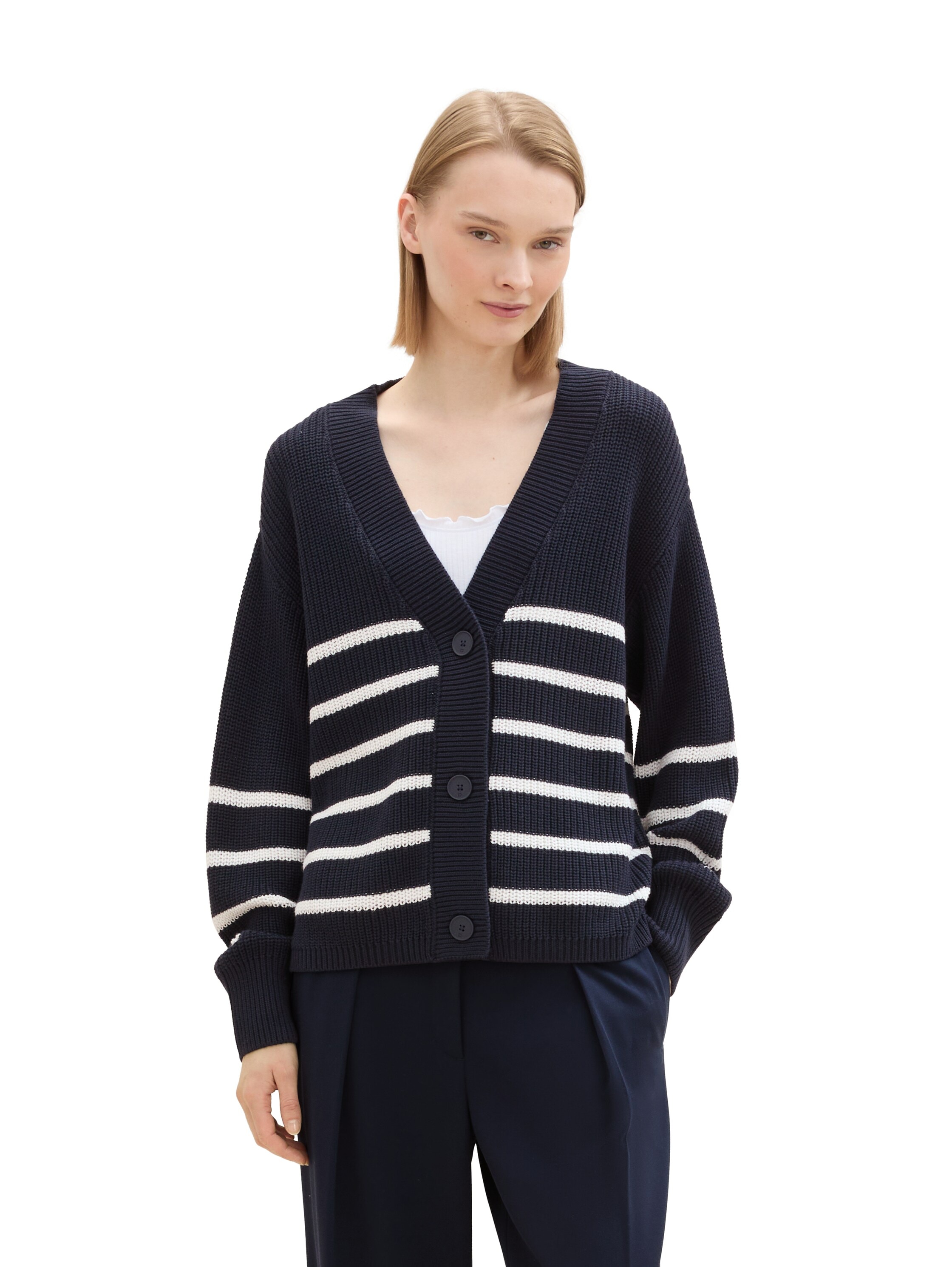 TOM TAILOR Denim Cardigan, mit Strickstruktur und Knopfleiste