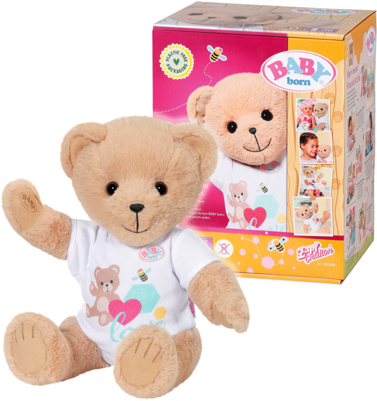 Kuscheltier »Teddy Bär, weiss«, inklusive Strampler - Teddybär