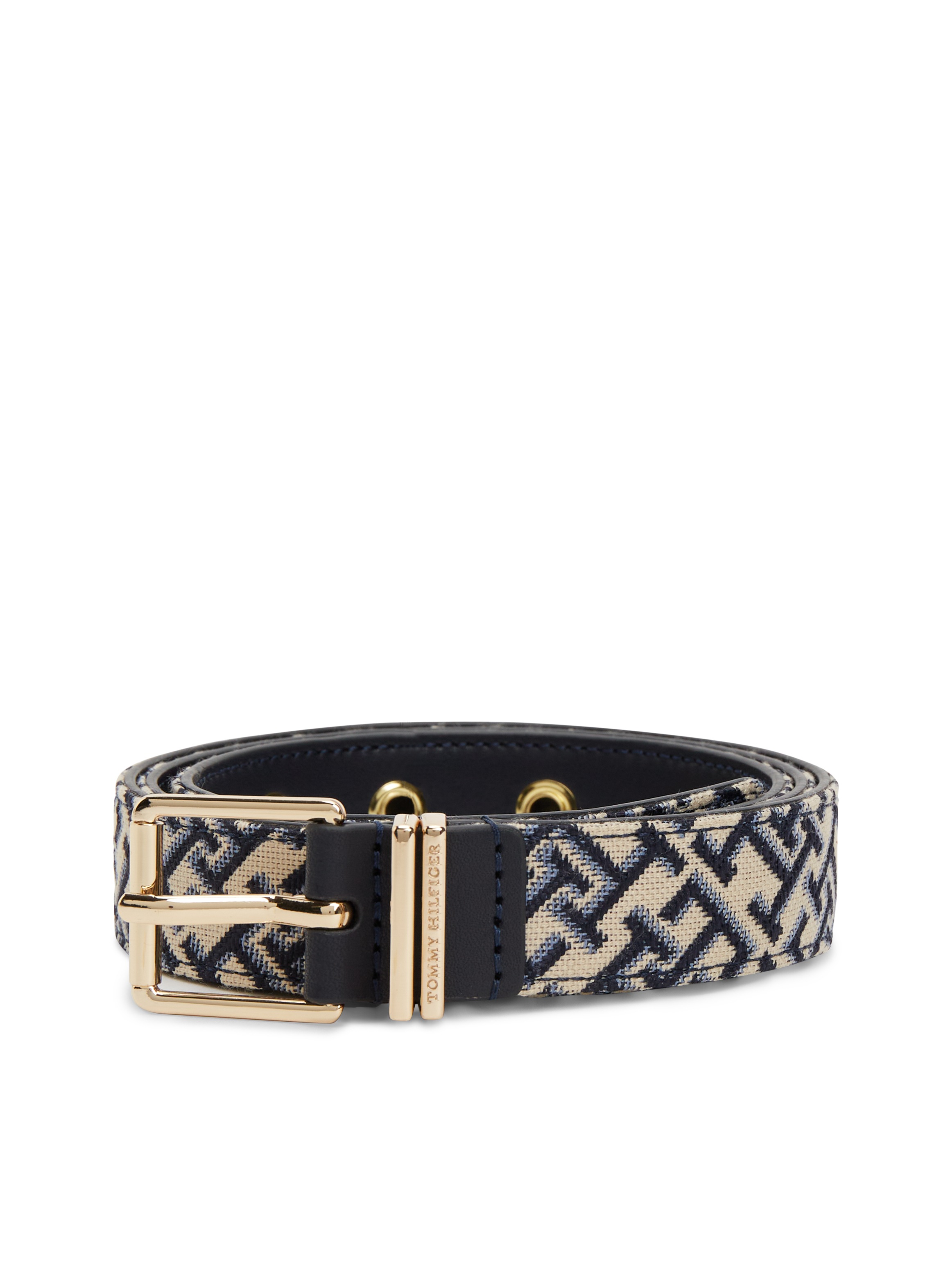 Image of Tommy Hilfiger Synthetikgürtel "TH SQUARE" Jacquard-Gürtel mit doppelter Gürtelschlaufe und eckiger Schnalle