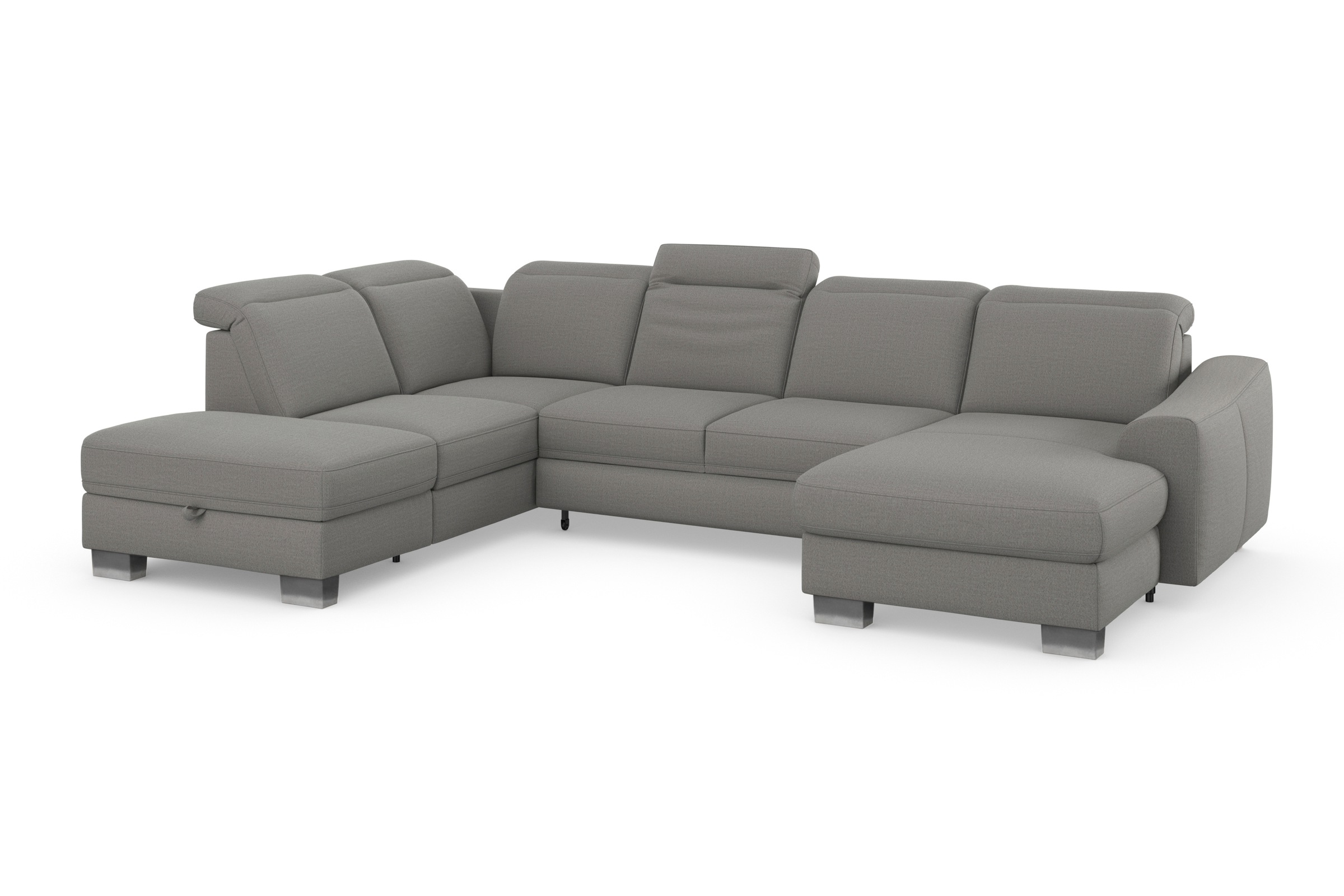 sit&more Wohnlandschaft »Dundee U-Form«, mit Federkern und Edelstahlfüssen, wahlweise mit Kopfteilverstellung