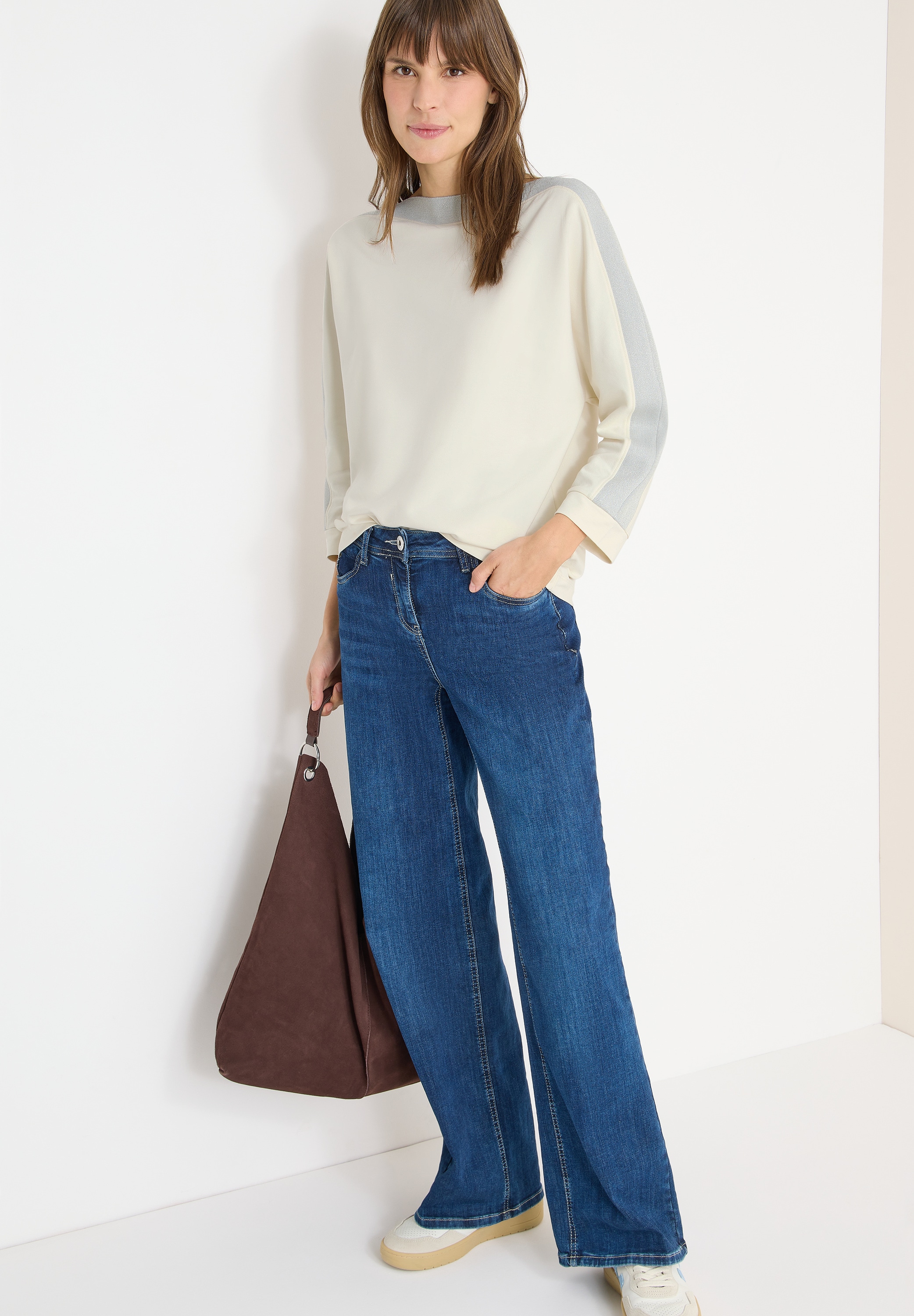 Cecil T-shirt chauve-souris mit Tape und 3/4 Ärmel