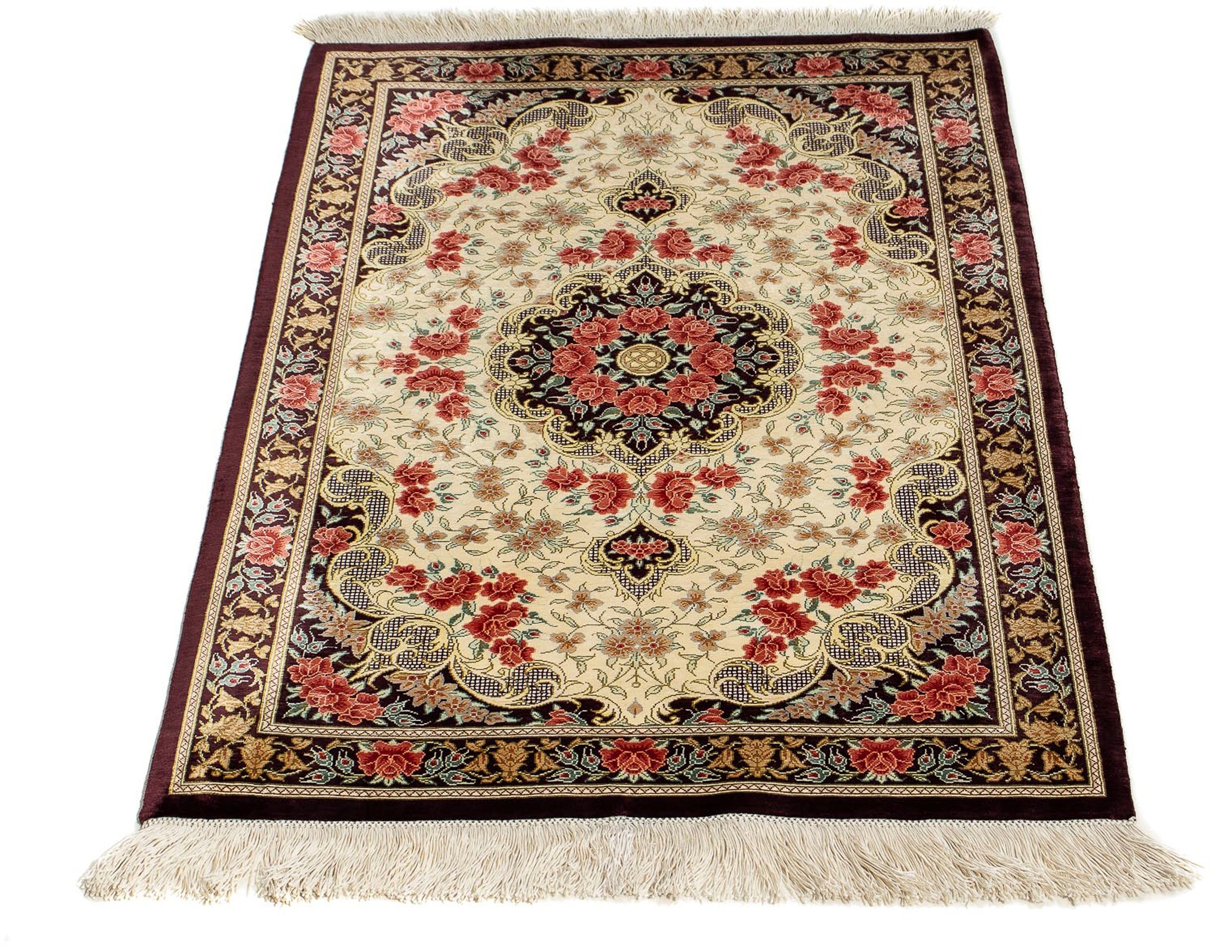 Image of morgenland Orientteppich »Perser - Ghom - 93 x 60 cm - beige«, rechteckig, 10 mm Höhe, Wohnzimmer, Handgeknüpft, Einzelstück mit Zertifikat bei Ackermann Versand Schweiz
