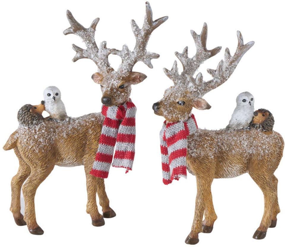 Image of BOLTZE Weihnachtsfigur »Rentier Abu«, (Set, 2 St.), mit Schal, aus Kunstharz, Höhe ca. 16 cm bei Ackermann Versand Schweiz