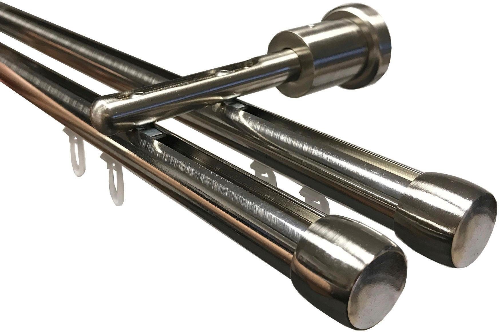 Image of indeko Gardinenstange »Linz«, 2 läufig-läufig, Wunschmasslänge, edelstahl-optik, ø20mm bei Ackermann Versand Schweiz