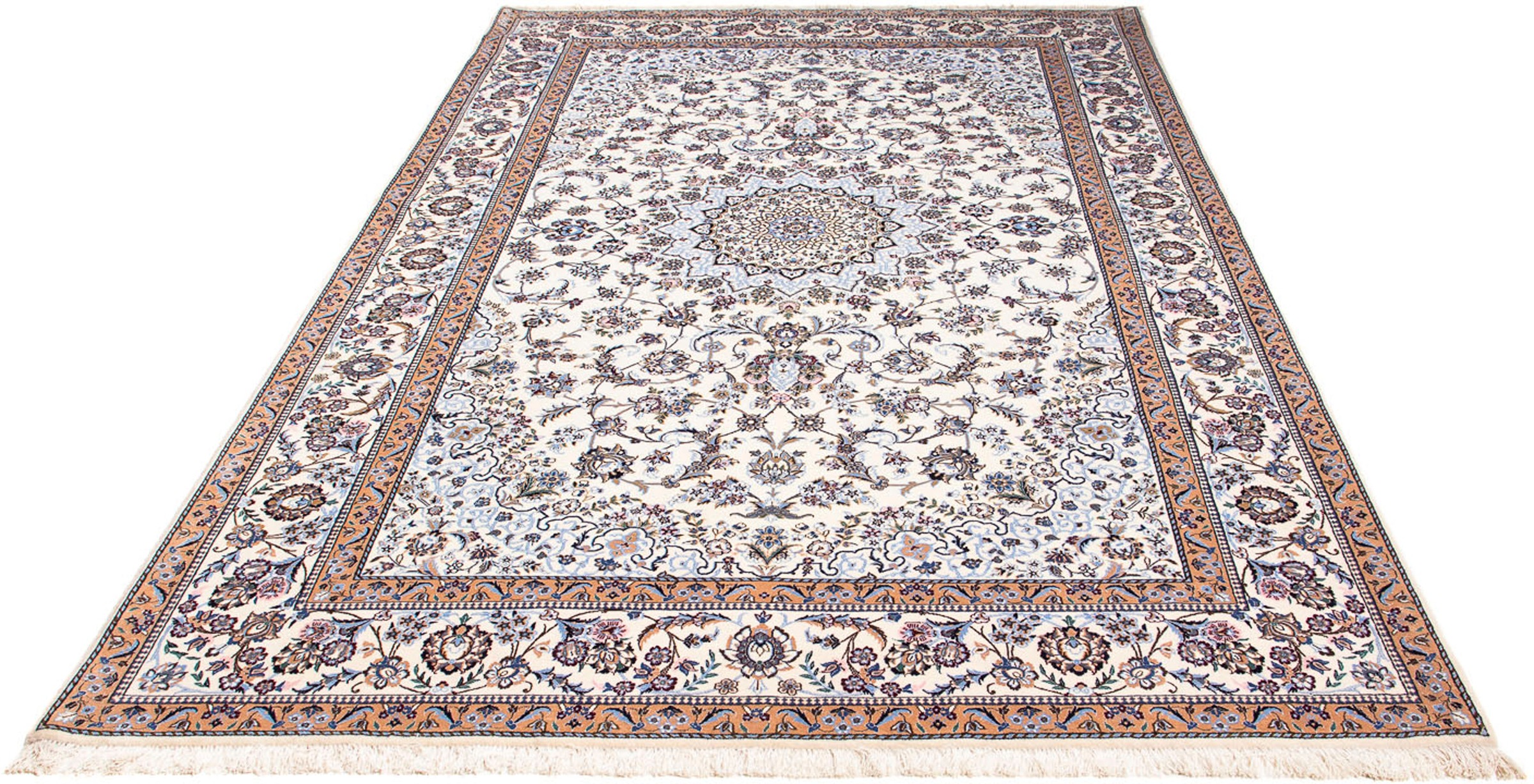 Image of morgenland Orientteppich »Perser - Nain - Premium - 273 x 176 cm - beige«, rechteckig, 6 mm Höhe, Wohnzimmer, Handgeknüpft, Einzelstück mit Zertifikat bei Ackermann Versand Schweiz
