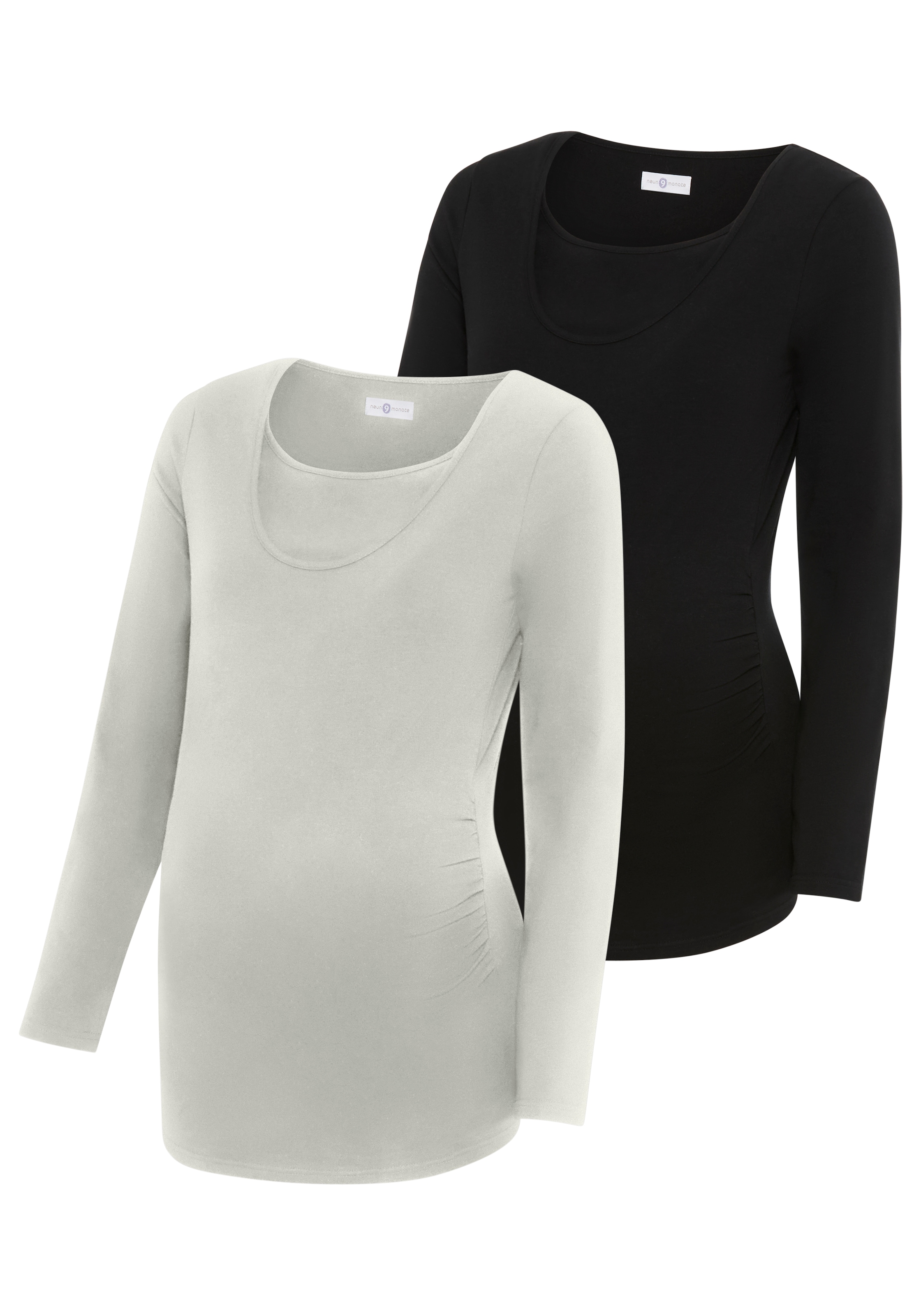Neun Monate Umstandsshirt »2er Pack Stillshirts mit praktischem Ausschnitt«, (Packung, 2 tlg.), 2er Pack Umstands-Shirt für Schwangerschaft und Stillzeit