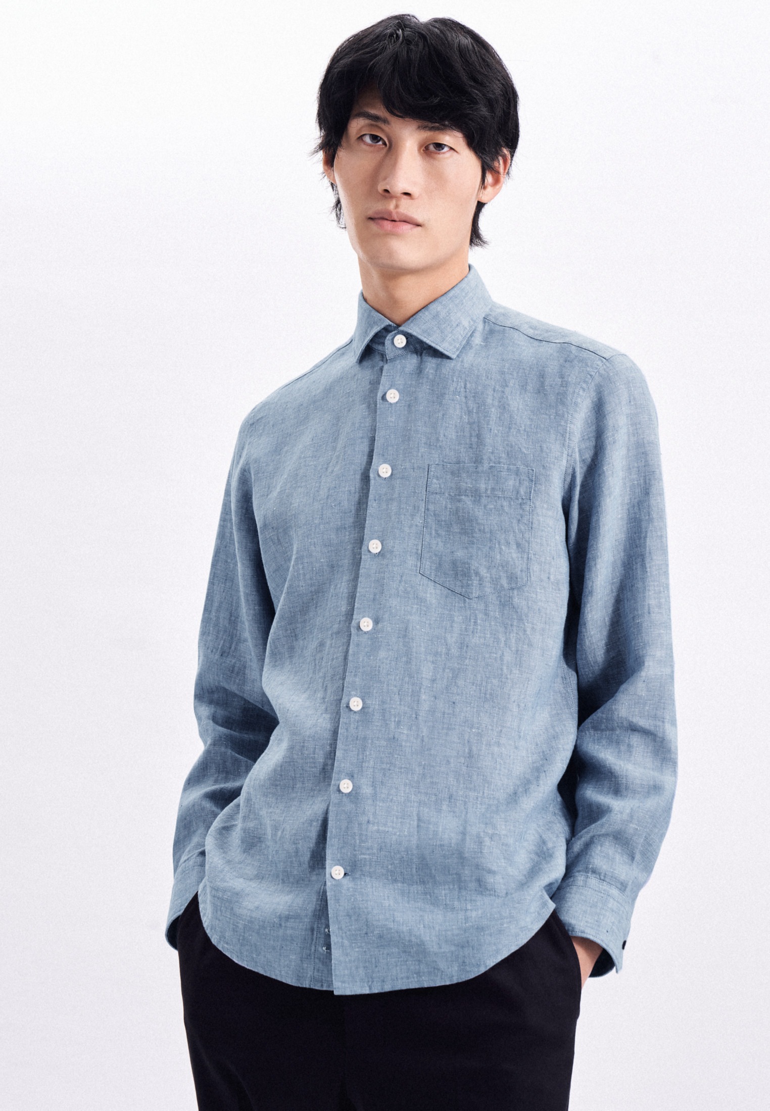 Image of seidensticker Leinenhemd »Schwarze Rose«, Regular Langarm Kentkragen Uni bei Ackermann Versand Schweiz