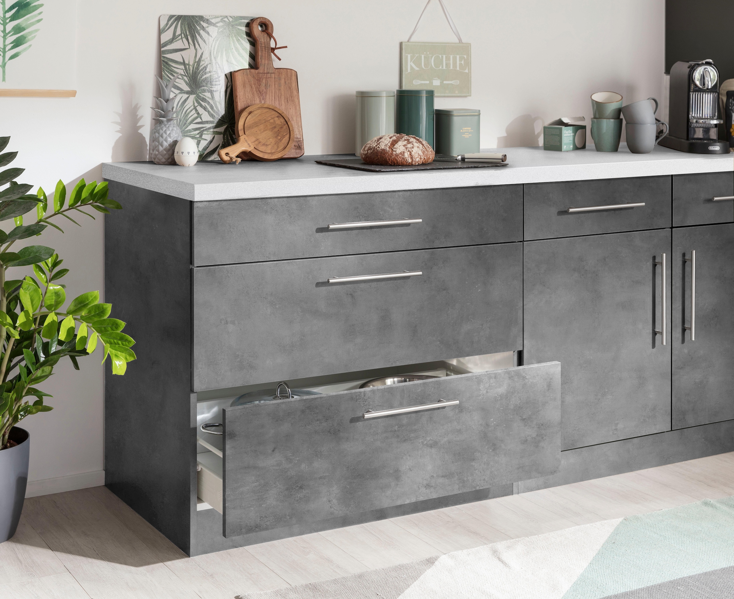 wiho Küchen Armoire basse »Cali« 90 cm breit, mit 2 grossen Auszügen ohne Arbeitsplatte