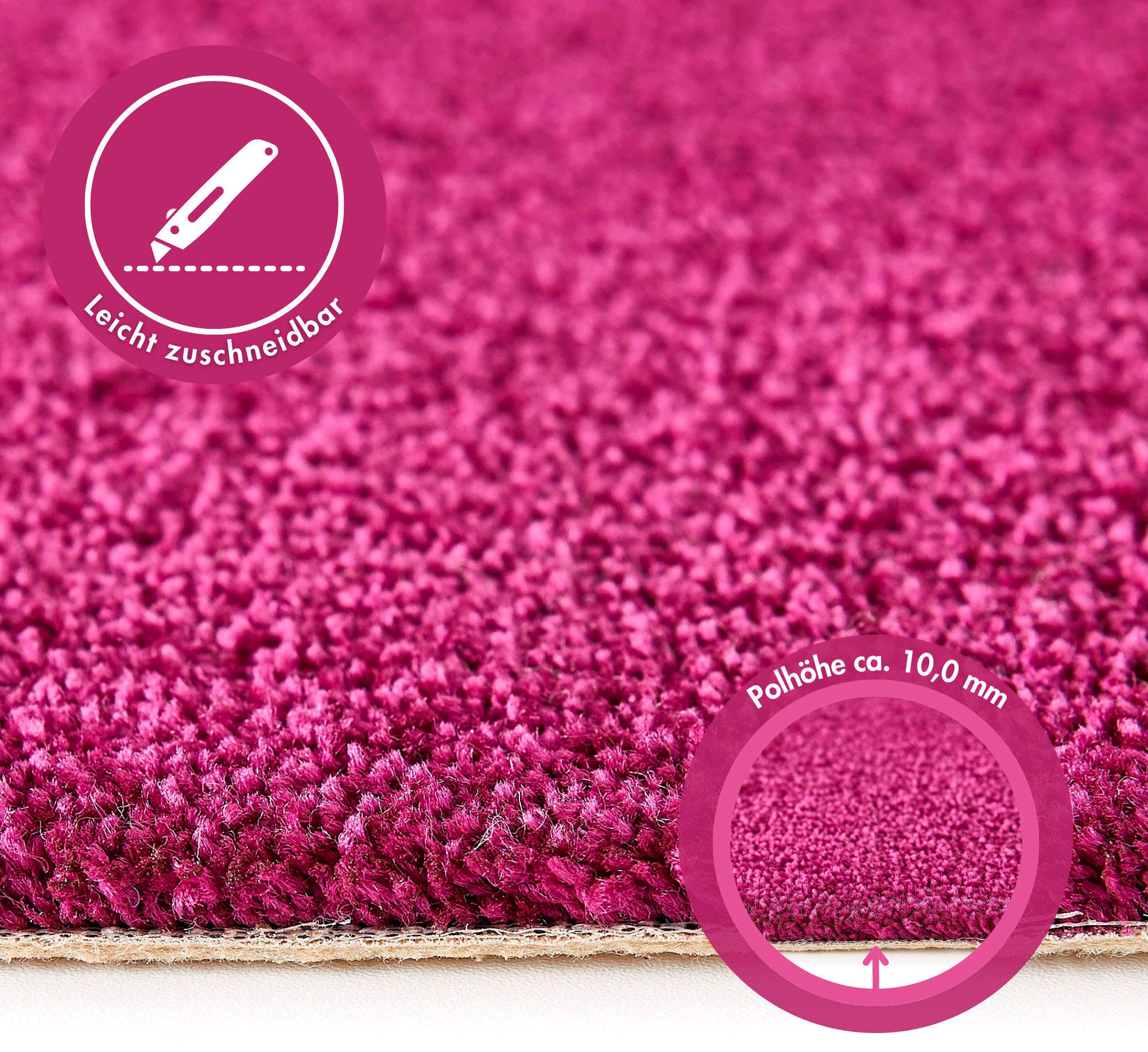 Andiamo Teppichboden »Sophie, Frisee-Velours, Made in Netherlands«, rechteckig, 12 mm Höhe, Uni Farben, Breite 400 cm oder 500 cm, strapazierfähig & pflegeleicht
