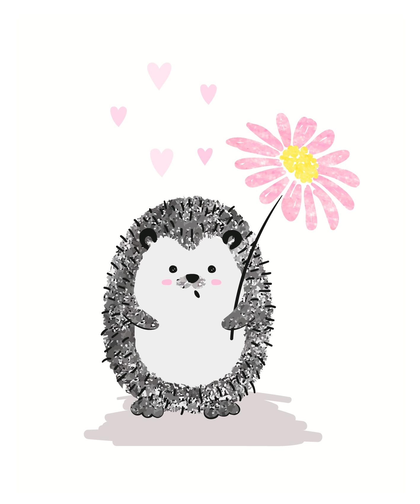 Lüttenhütt Bild mit Rahmen »oder Poster, Igel mit Herzen und Blume« Fantasy | Herz | Herzen | Tiere 1 Stk. tlg. HD Premium Druck