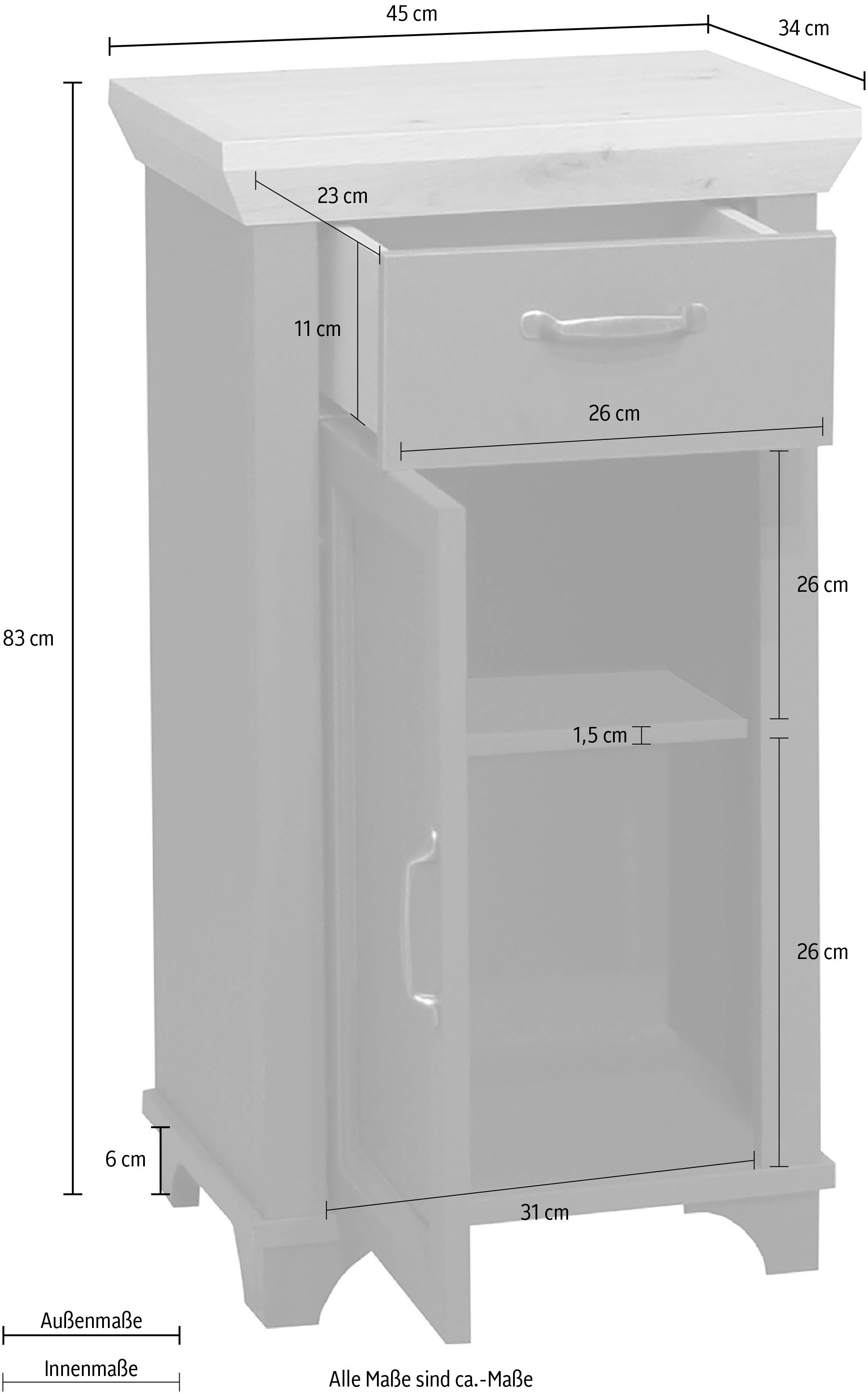 Mäusbacher Armoire basse »Mali« Landhausstil, Breite 45 cm, Höhe 83 cm, Metallgriffe