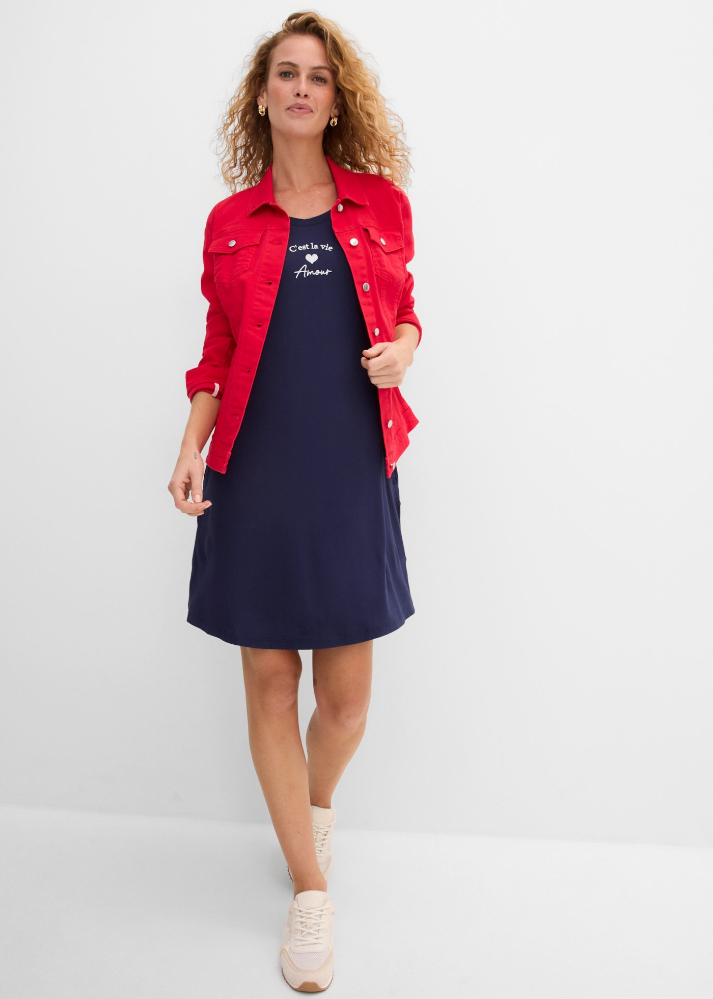 bonprix Robe en jersey coupe ample, en viscose et élasthanne, col rond