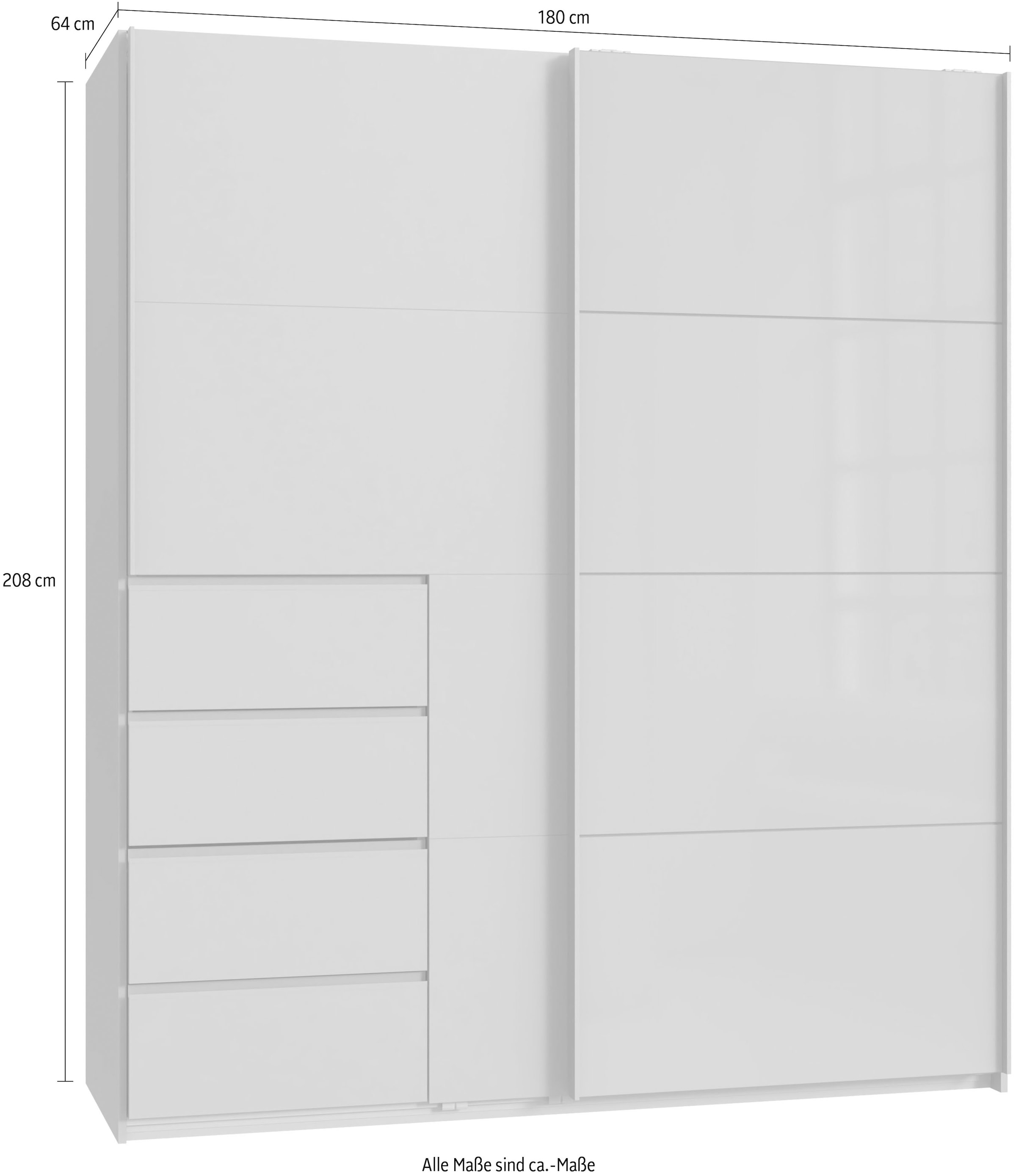 Wimex Armoire à portes coulissantes »Bali in den Breiten 180cm, 225cm & 270cm, Schrank mit Glaselement« Kleiderschrank erhältlich in den Farben; grafit und saharagrau