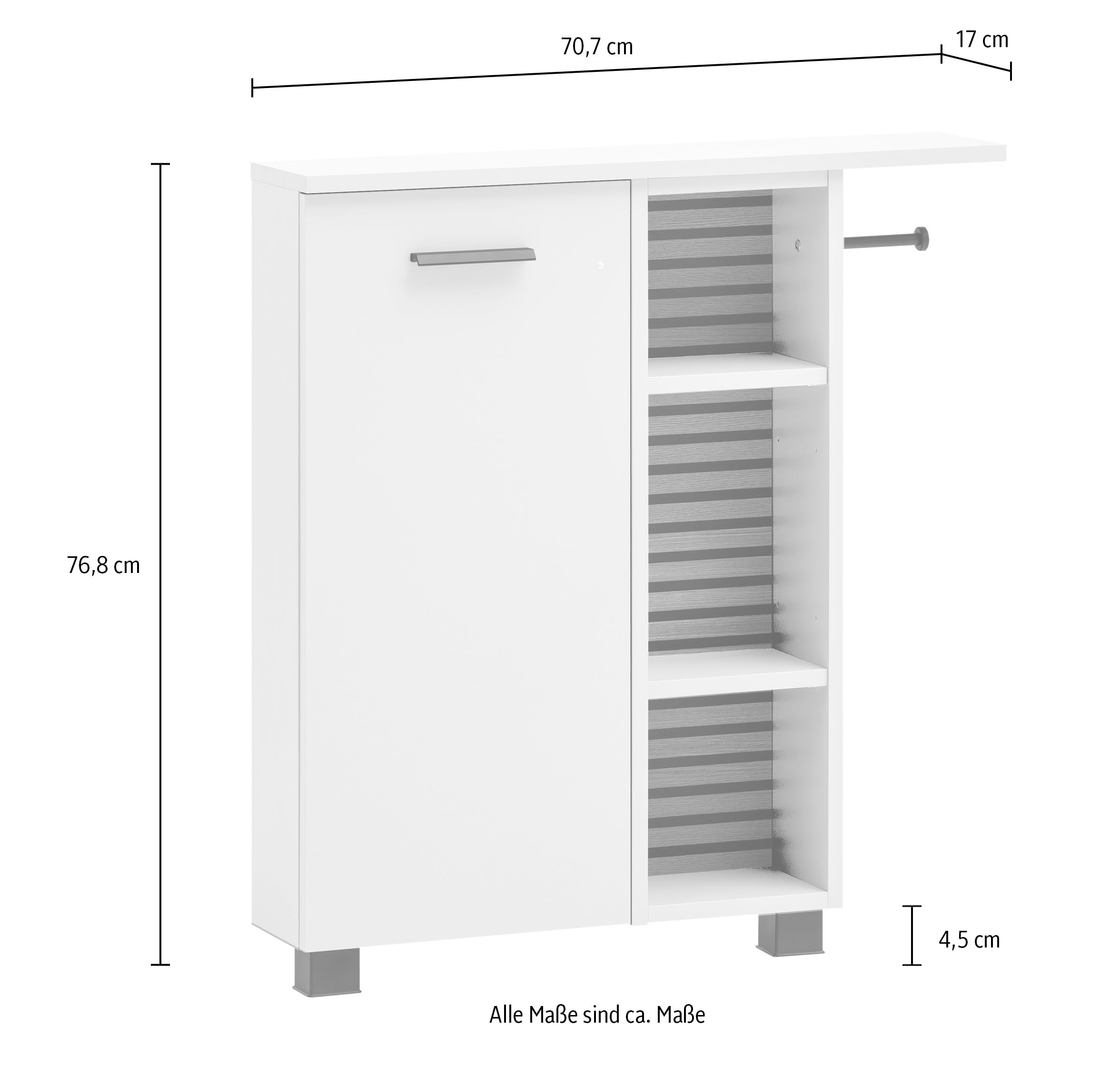 welltime Armoire latérale »Katta, Breite 70 cm« Regal links oder rechts montierbar