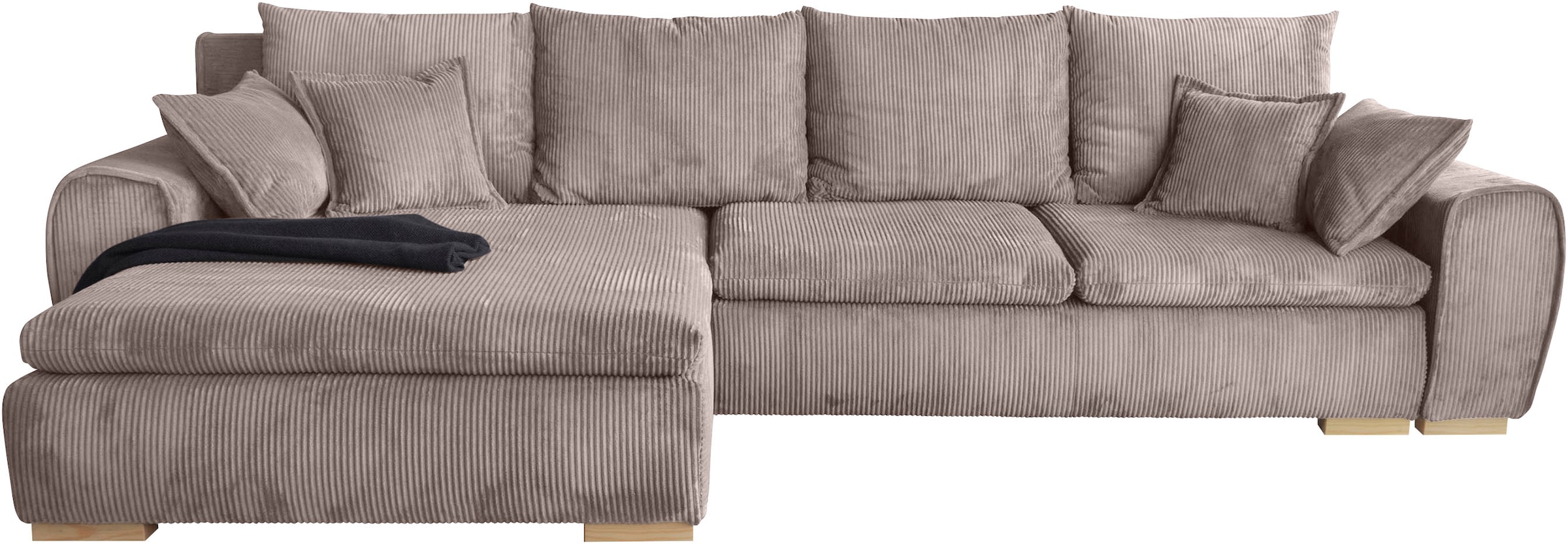 Home affaire Ecksofa »Katja L-Form, B: 325 cm - OTTO. Verlässliche Qualität.« mit Bettfunktion, Bettkasten & 4 Zierkissen