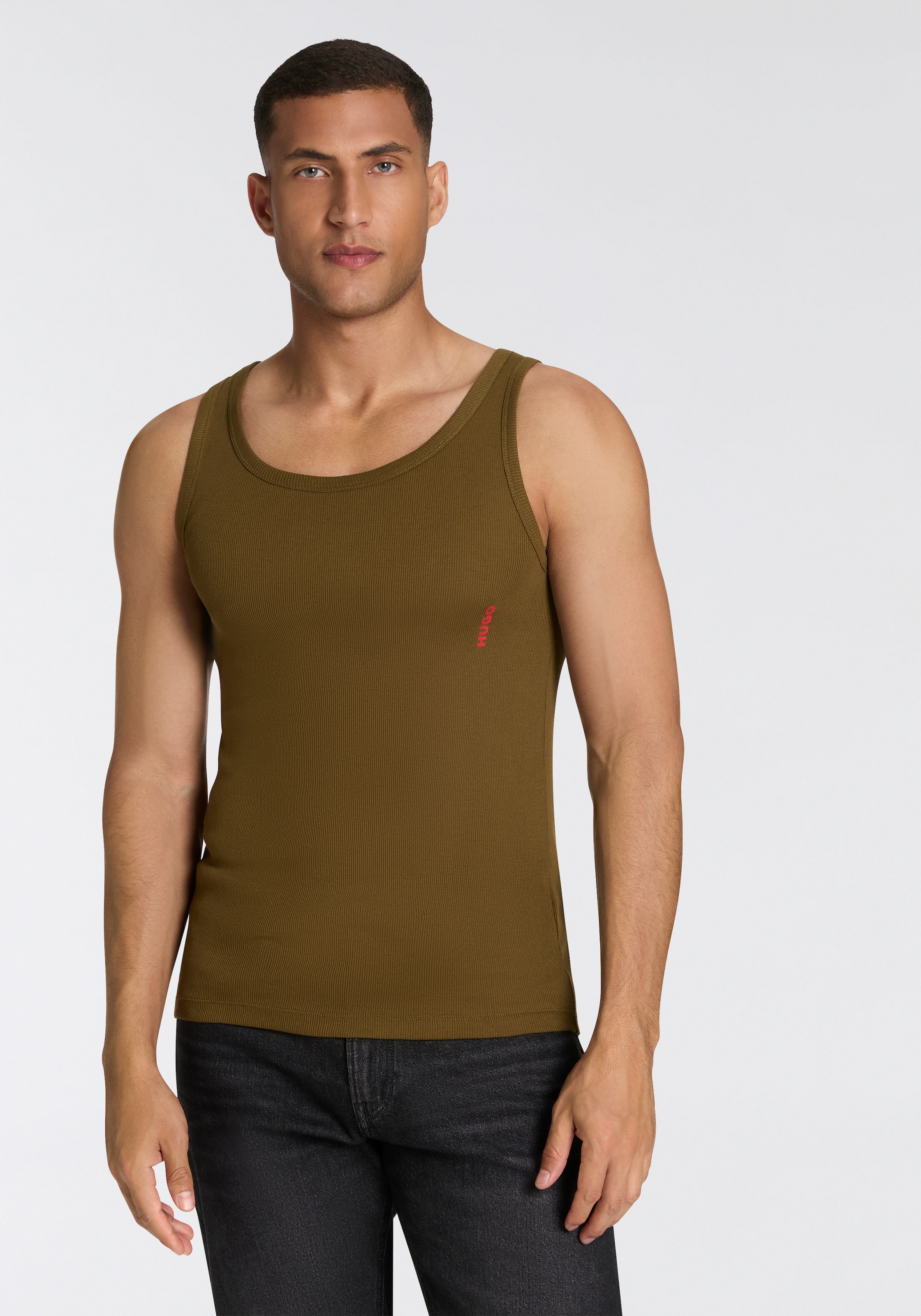 HUGO Underwear Ripptanktop Packung, 3er, 3 Stk. Basic, Rundhals