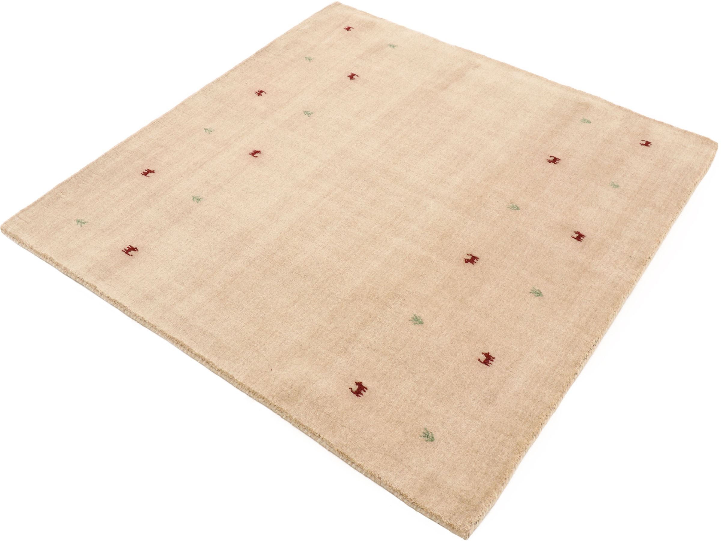 Image of carpetfine Wollteppich »Gabbeh-Uni«, quadratisch, 15 mm Höhe, reine Wolle, handgewebt, Gabbeh Loom Tiermotiv, Wohnzimmer, Schlafzimmer, Sonderform bei Ackermann Versand Schweiz