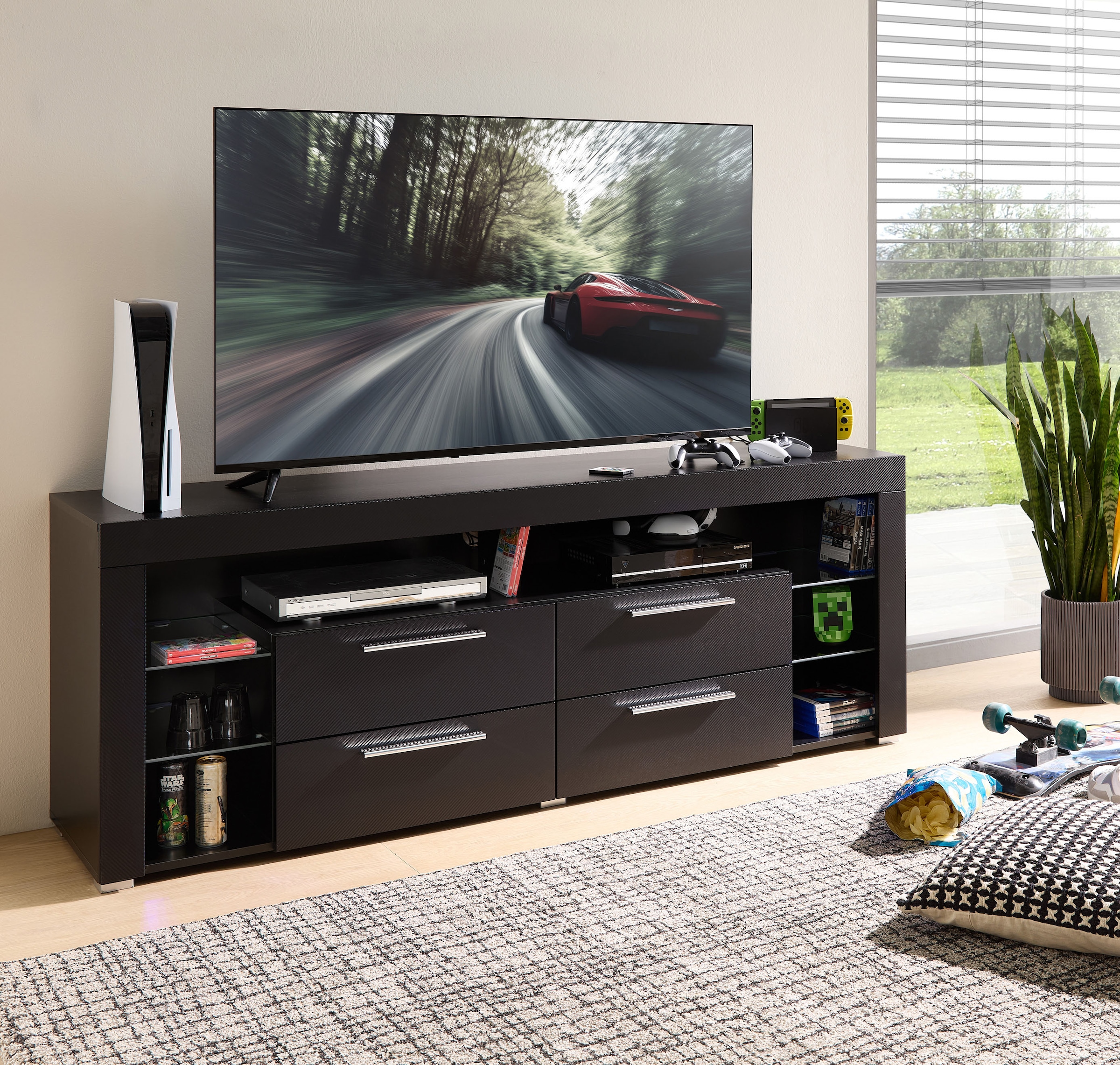 Stolkom TV-Schrank »Goal« 4 Schubkästen, 6 offenen Fächern, Stellmass 179/66/44 cm