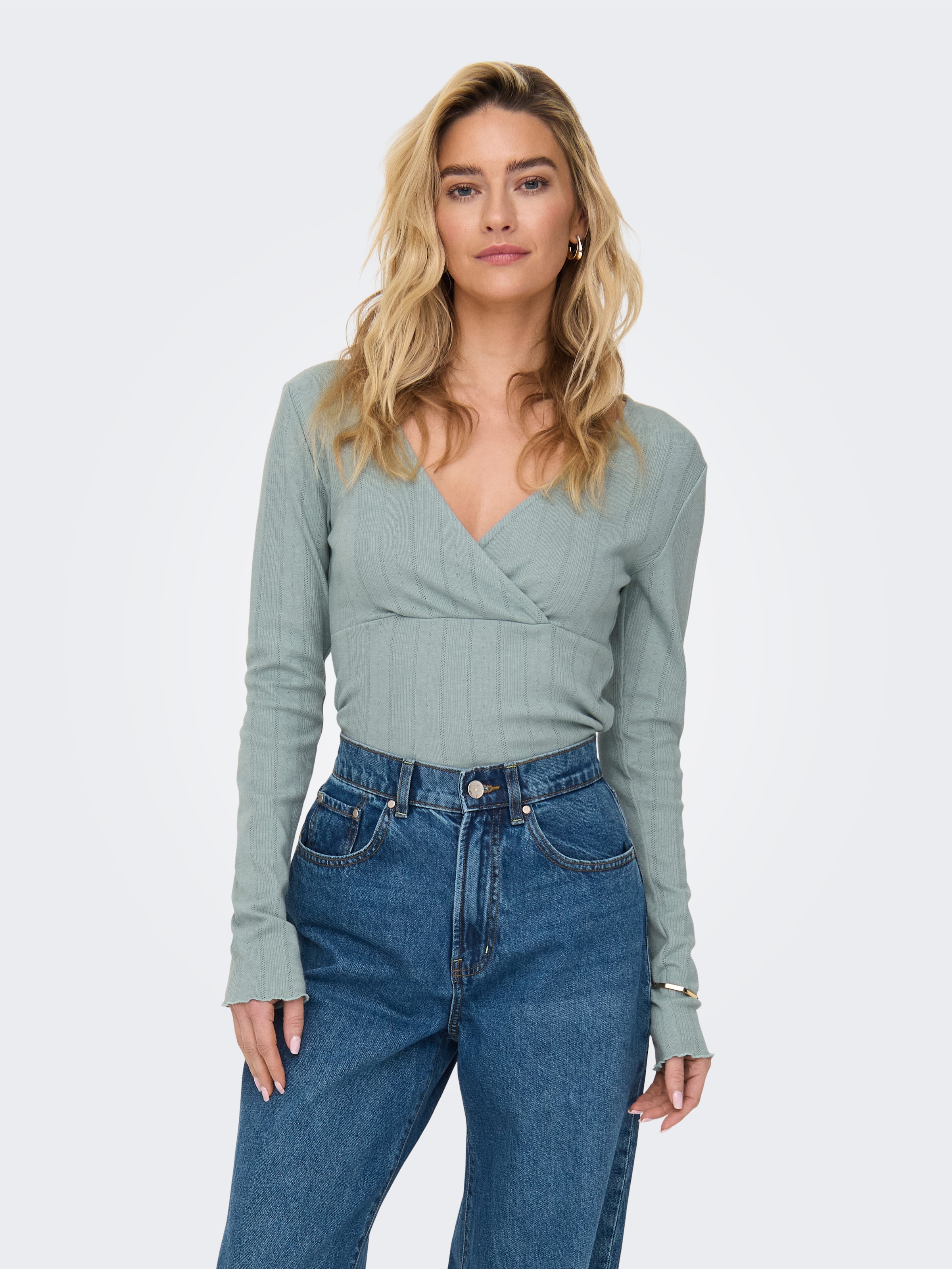 ONLY Langarmshirt »ONLCARLOTTA L/S WRAP TOP JRS«