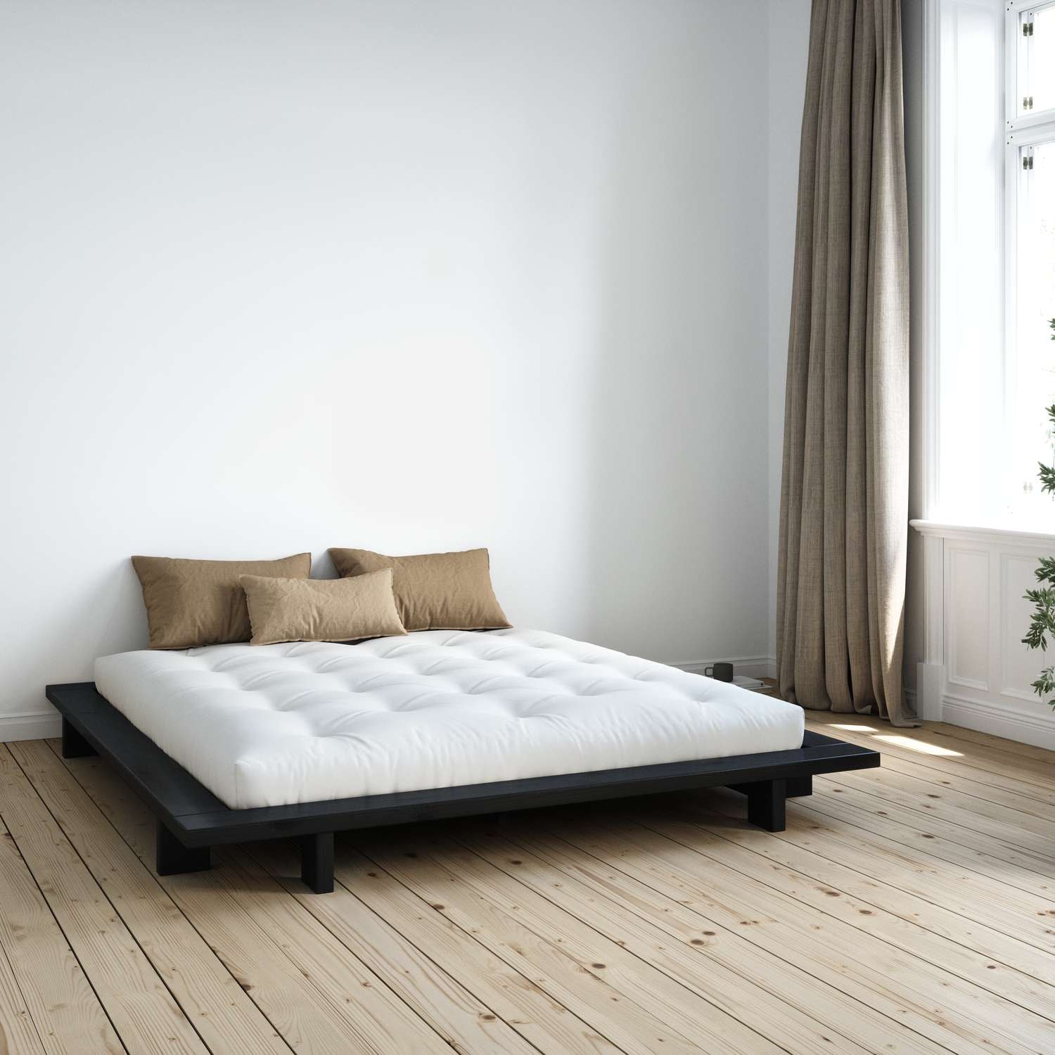 Karup Design Bettgestell »JAPAN BED Bodenbett, Holzrahmen, Futonbett, Jugendbett, Holzbett«, Massivholzbett mit Lattenrost, Kiefer massiv, Bett ohne Kopfteil