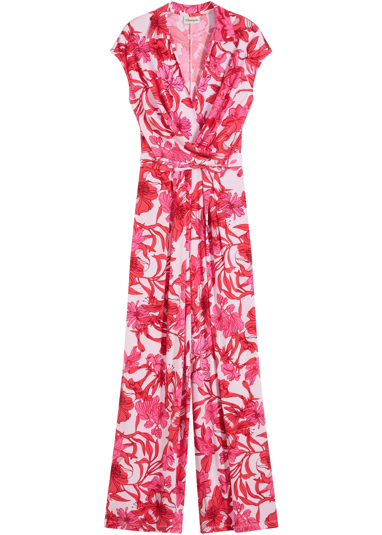 bonprix Jumpsuit floral bedruckt, weites Bein, mit Drapierung in der Taille, ärmellos
