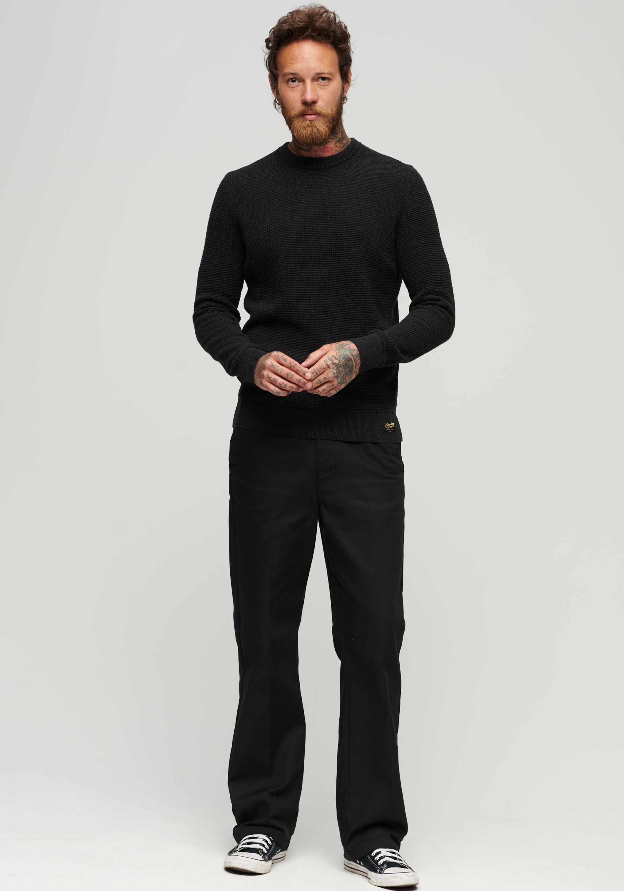 Superdry Pull en tricot »TEXTURED CREW KNIT JUMPER« mit strukturiertem Waffelstrickmuster