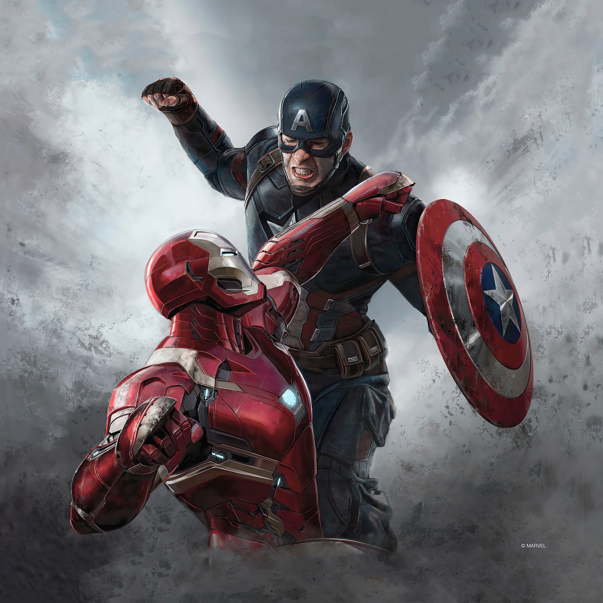 Komar Leinwandbild »Captain America vs. Iron Man - Grösse 30 x 30 cm«, Disney, (1 St., 30 x 30 cm (Breite x Höhe), Keilrahmenbild mit Echtholzrahmen, Kinderzimmer