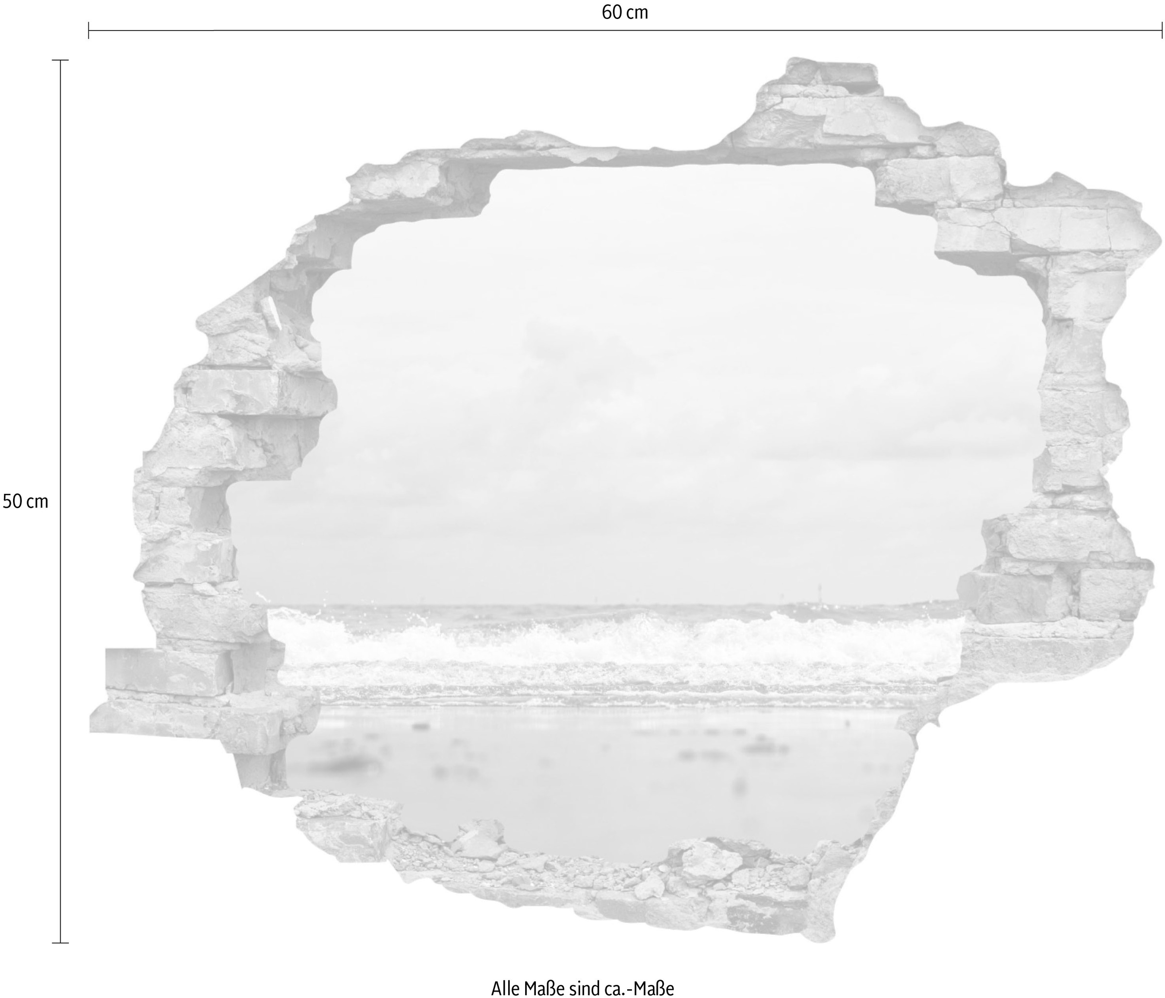 queence Wandtattoo »Meer« Wandsticker, Wandbild, selbstklebend, 3D, Wanddurchbruch
