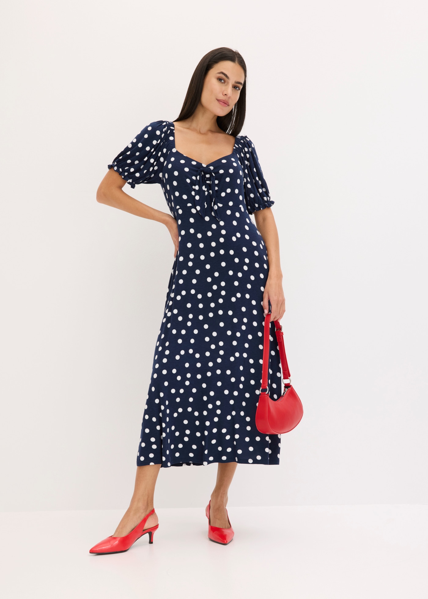 Image of bonprix Midikleid mit Smock am Rücken, ausgestellte Passform, Kurzarm