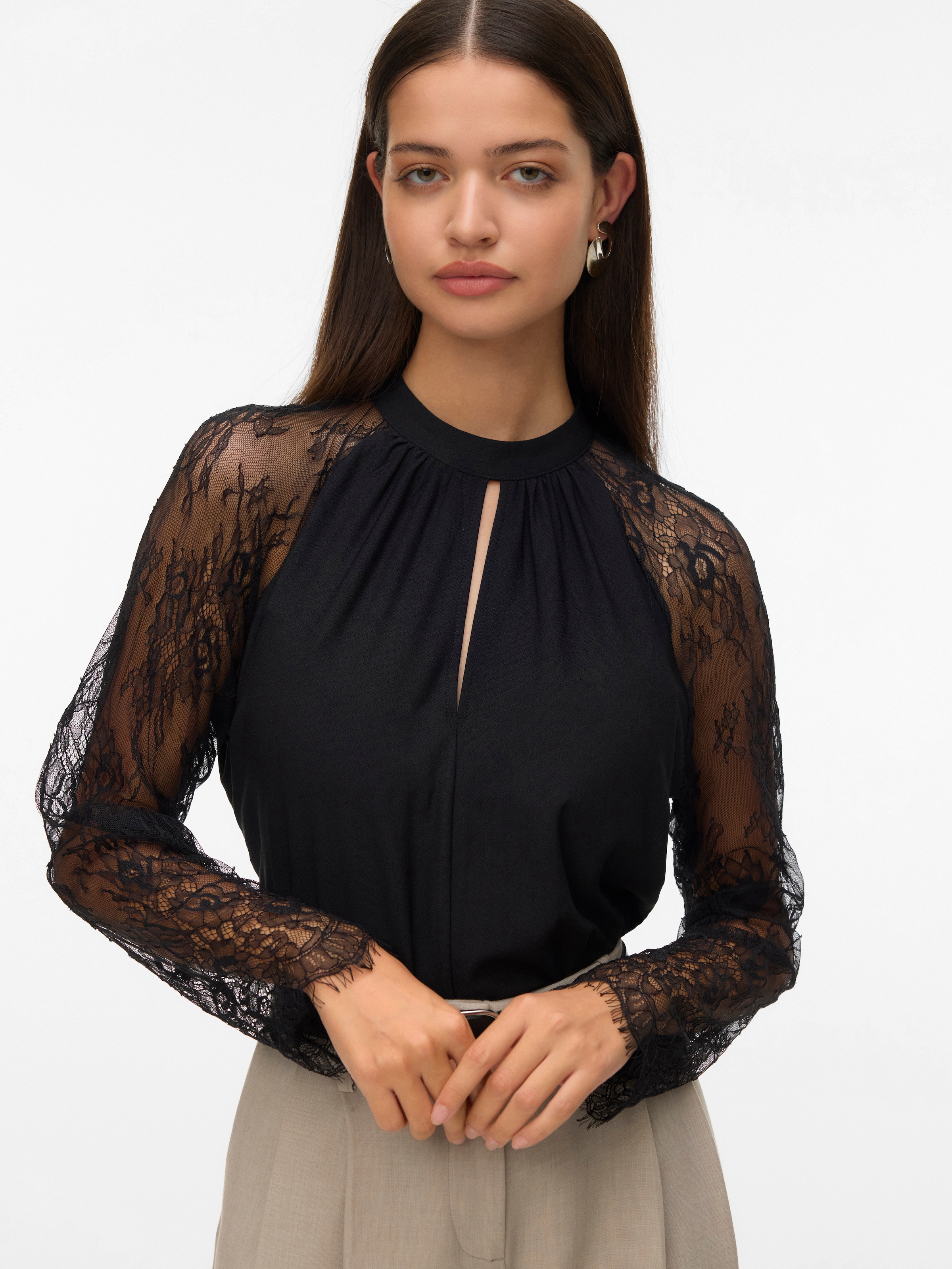 Vero Moda Spitzenshirt »VMMILLA LS LACE TOP GA JRS NOOS«