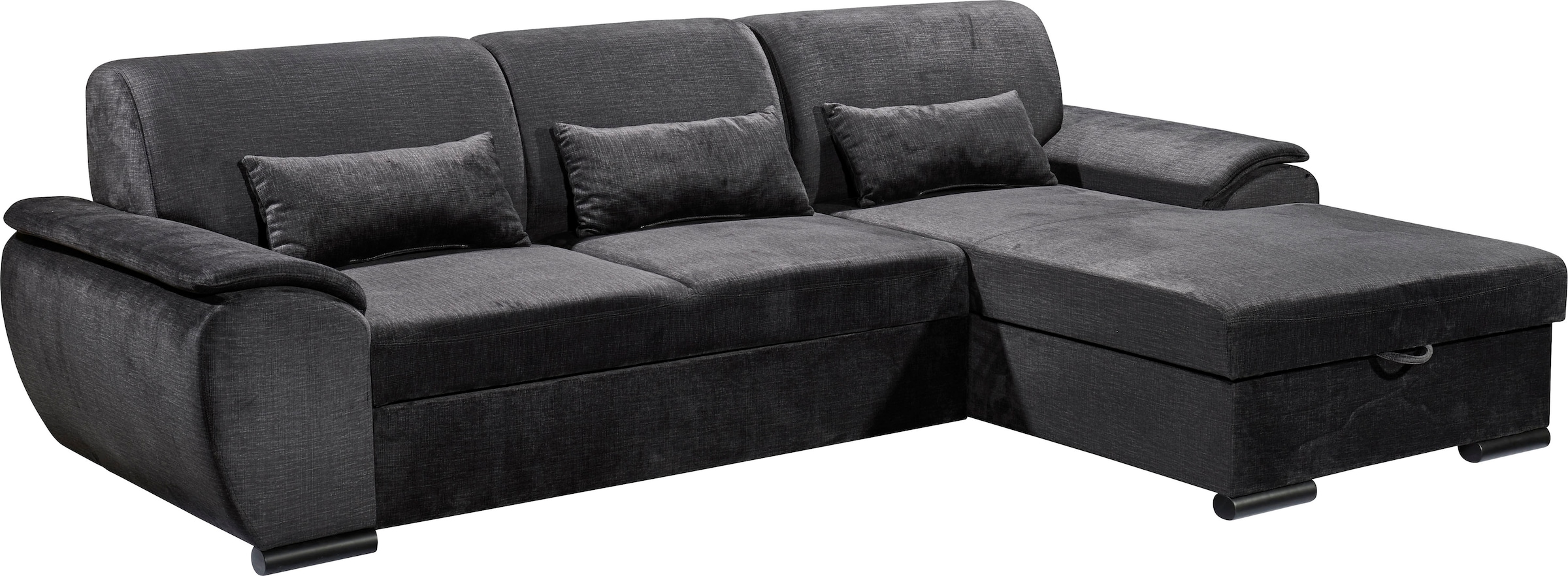 ED EXCITING DESIGN Ecksofa »Tampa L-Form«, mit Bettfunktion, Bettkasten & 3 Nierenkissen
