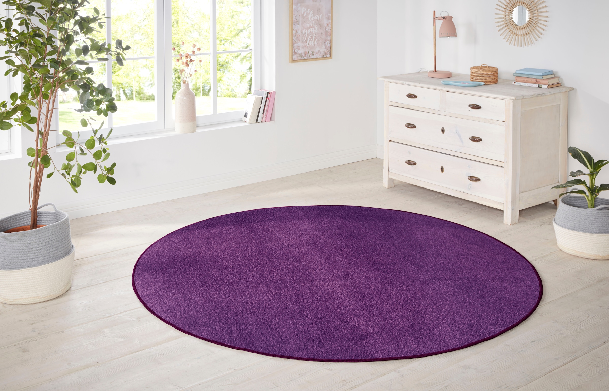 HANSE Home Teppich »Shashi«, rund, 8,5 mm Höhe, Kurzflor, Unifarben, Teppich, Weich, Esszimmer, Kinderzimmer, Flur