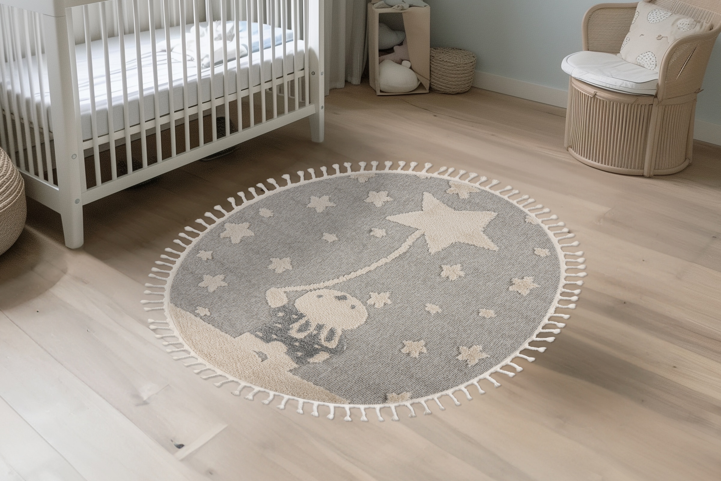 Obsession »My Fano 393« Rond 11 mm Höhe Motif lapin & étoiles, avec franges, aussi en rond,