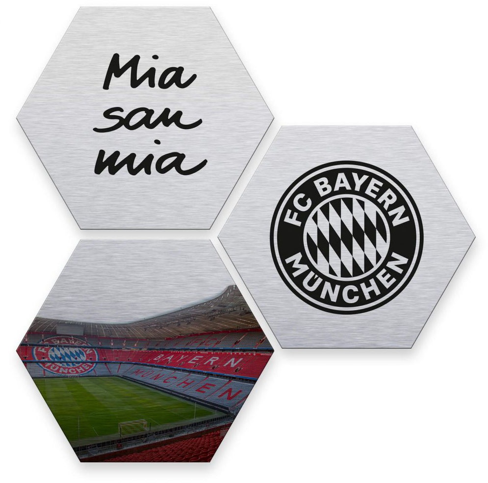 Image of Wall-Art Mehrteilige Bilder »Silberfarben FC Bayern München«, (Set, 3 St.) bei Ackermann Versand Schweiz