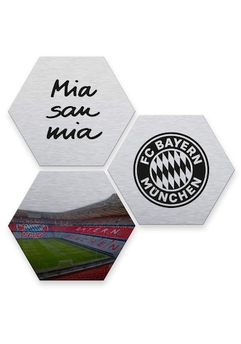 Wall-Art Mehrteilige Bilder »Silberfarben FC Bayern München«, (Set, 3 St.) kaufen