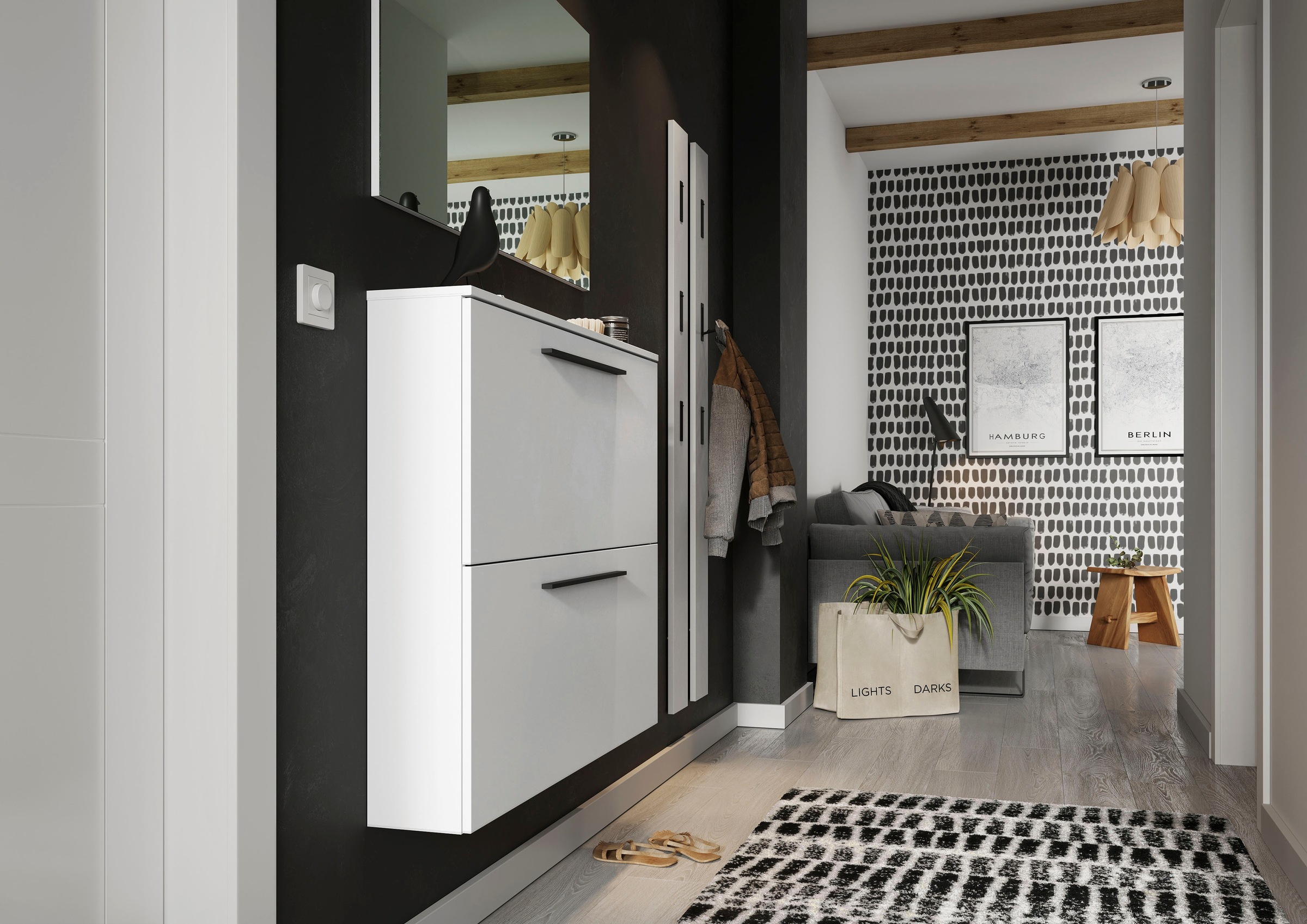 GERMANIA Armoire à chaussures »GW-Utah Schuhschrank in 2 Breiten, mit 2 oder 3 Klappen,« stehend und hängend montierbar