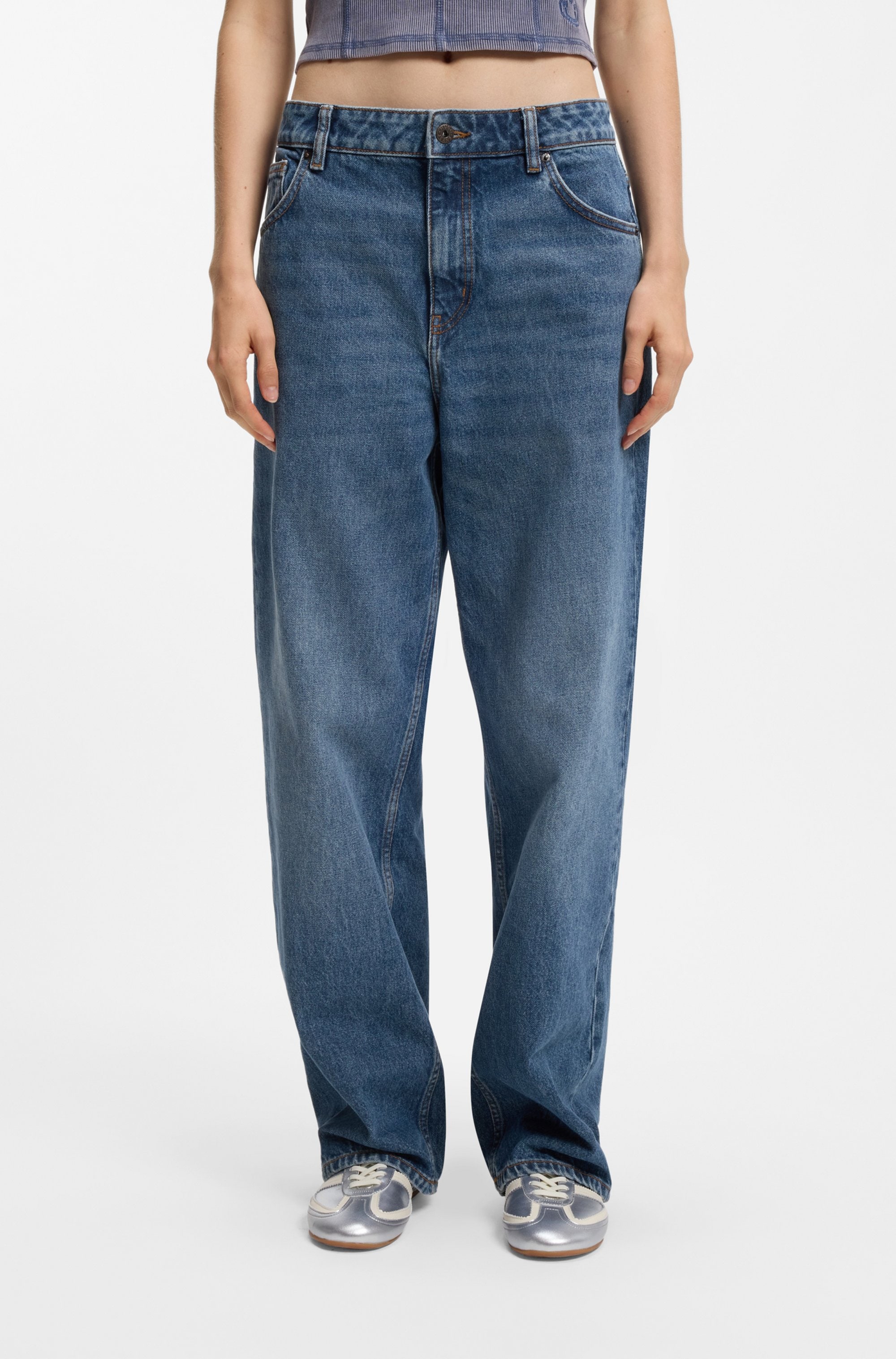 Image of HUGO 5-Pocket-Jeans "Leni" Relaxed Fit mit niedriger Leibhöhe