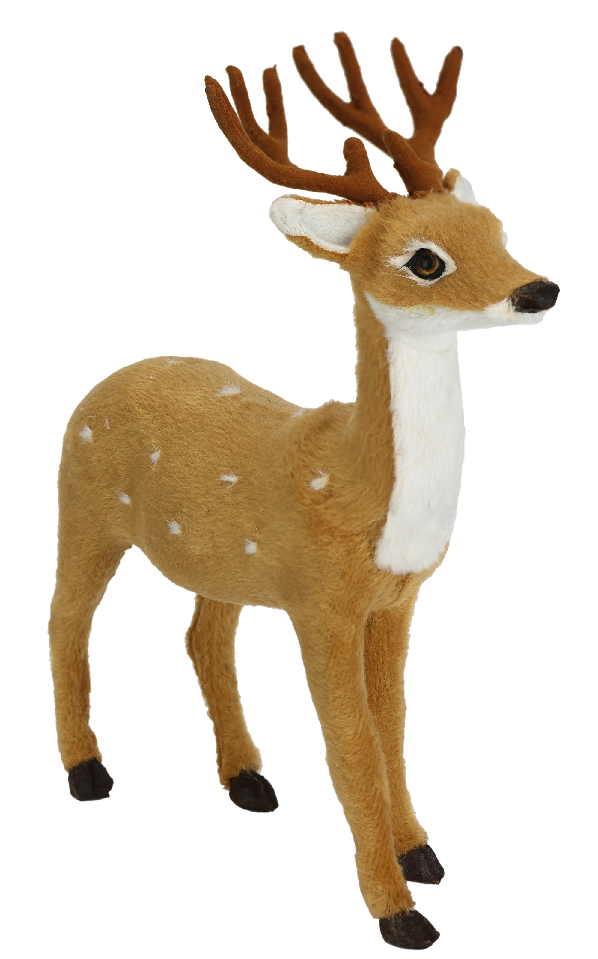 Image of I.GE.A. Dekofigur "Tierfigur Reh aus Kunstfell" Waldtier Statue Ornament Plüschtier Weihnachtsdeko Winterdeko Pelztier