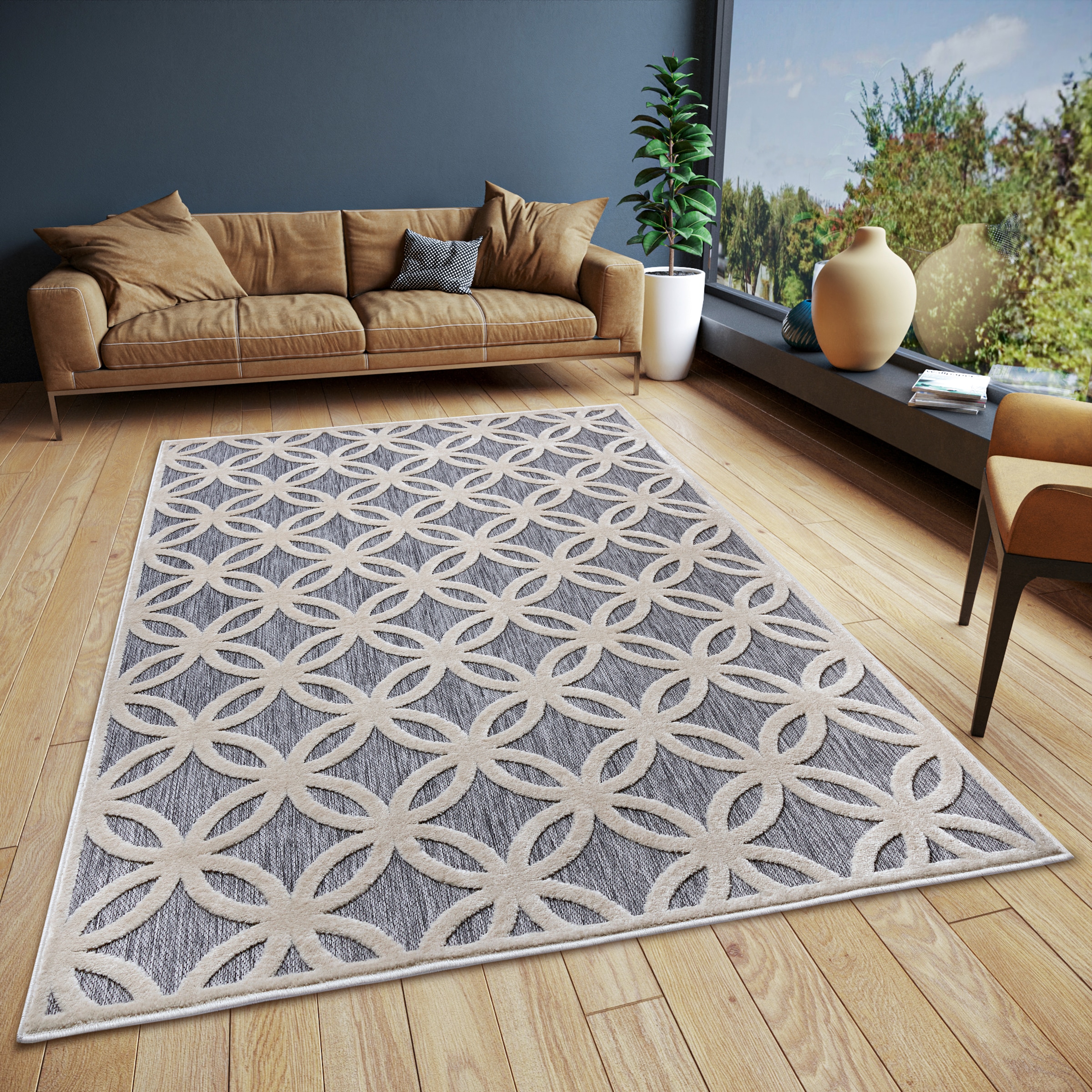 HANSE Home Teppich »Circle«, Skandi, Trouver Rauten Wohnzimmer rechteckig, Muster, sur Modern, Geometrisches Flachgewebe